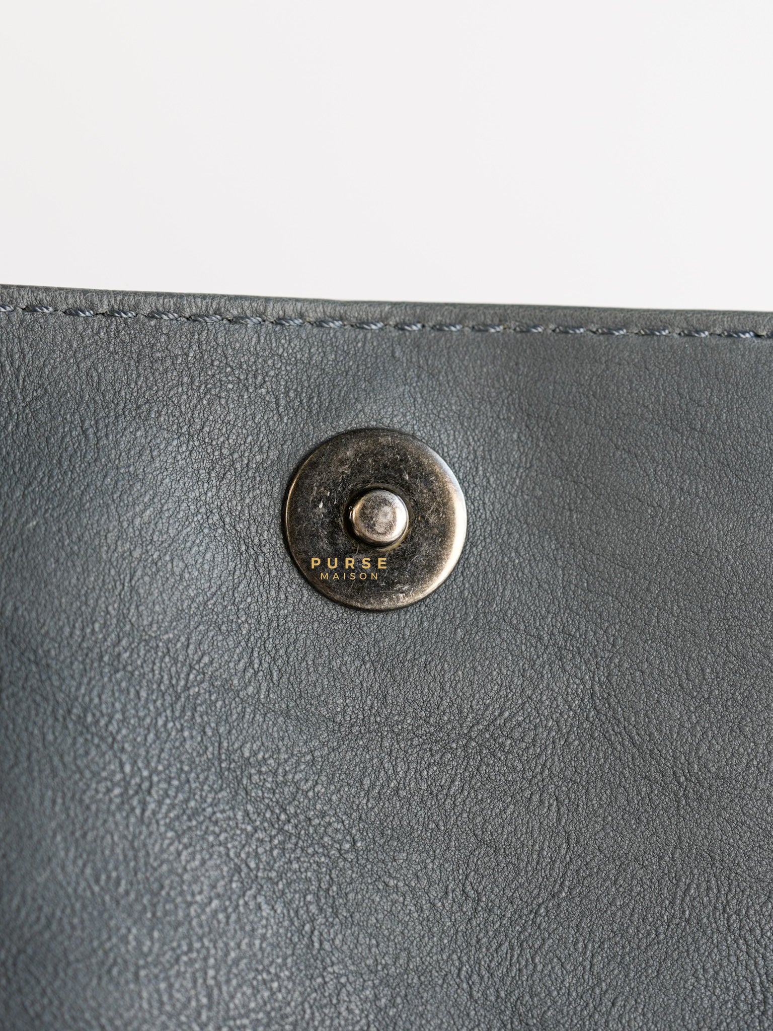 Paris-Dallas Flap in Grey Lambskin Leather in Ruthenium Hardware Series 19 | Purse Maison Luxury Bags Shop