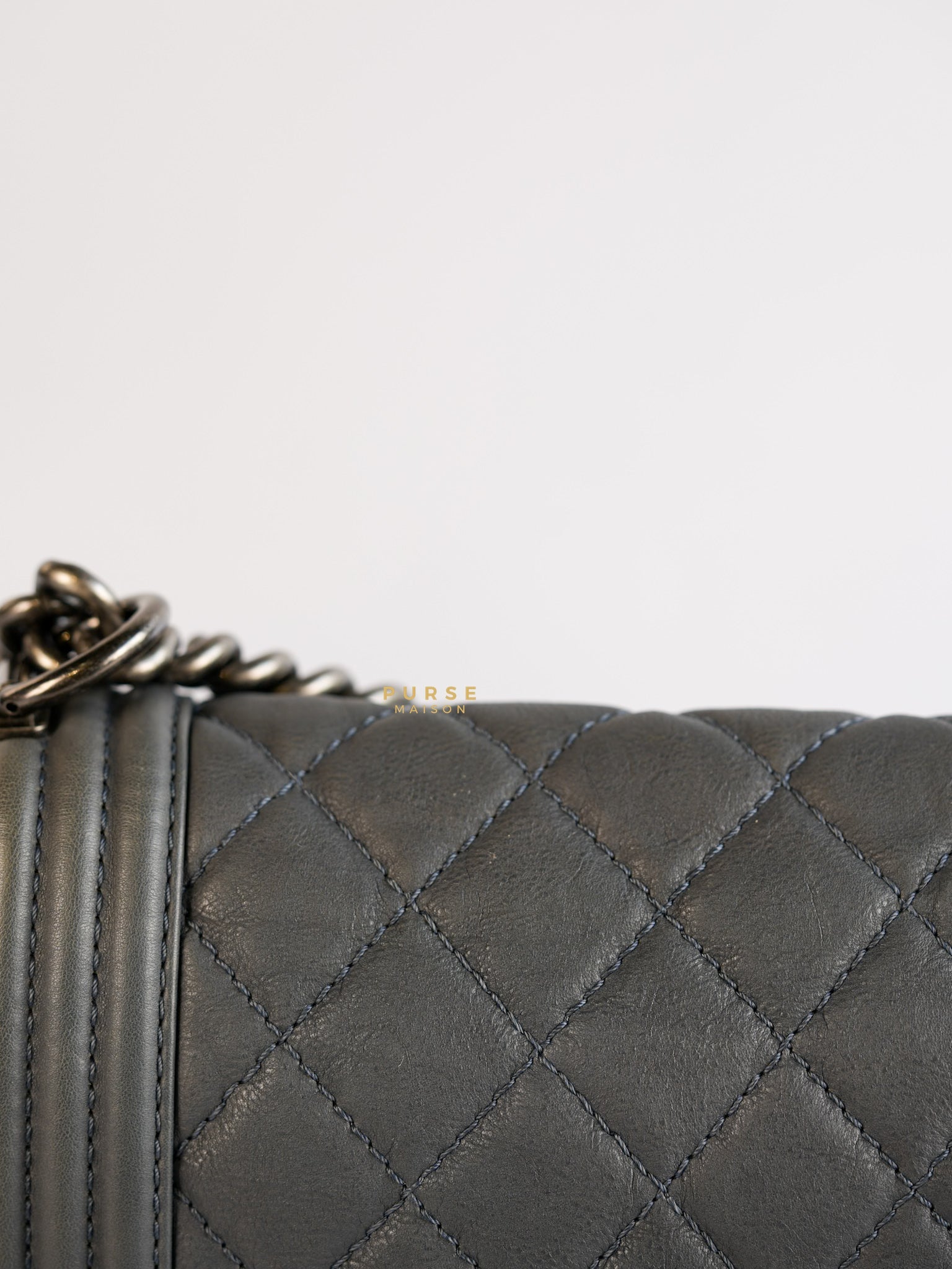 Paris-Dallas Flap in Grey Lambskin Leather in Ruthenium Hardware Series 19 | Purse Maison Luxury Bags Shop