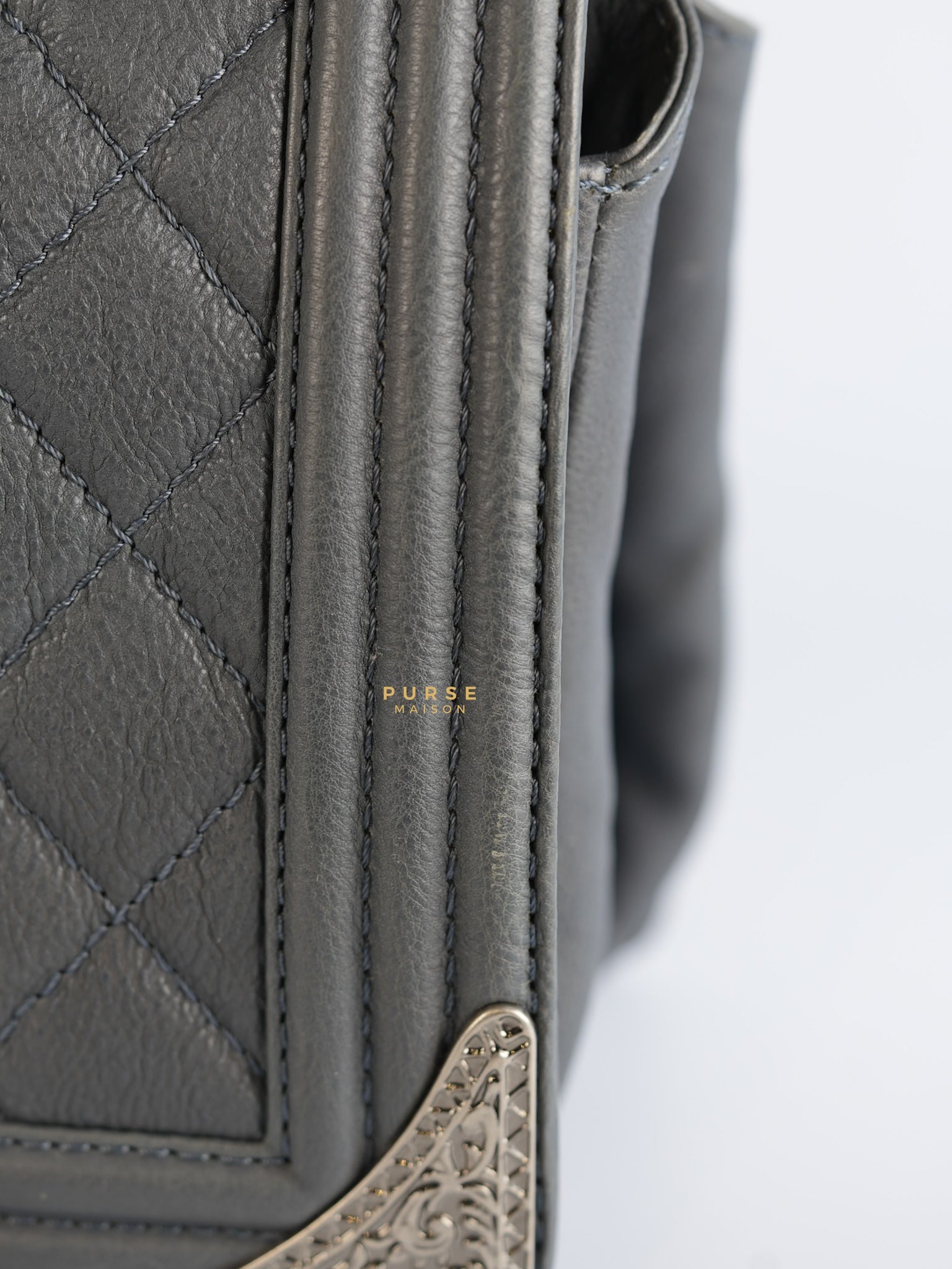 Paris-Dallas Flap in Grey Lambskin Leather in Ruthenium Hardware Series 19 | Purse Maison Luxury Bags Shop