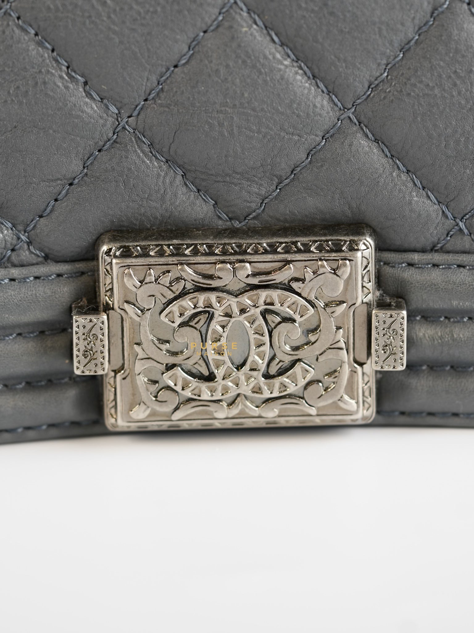 Paris-Dallas Flap in Grey Lambskin Leather in Ruthenium Hardware Series 19 | Purse Maison Luxury Bags Shop