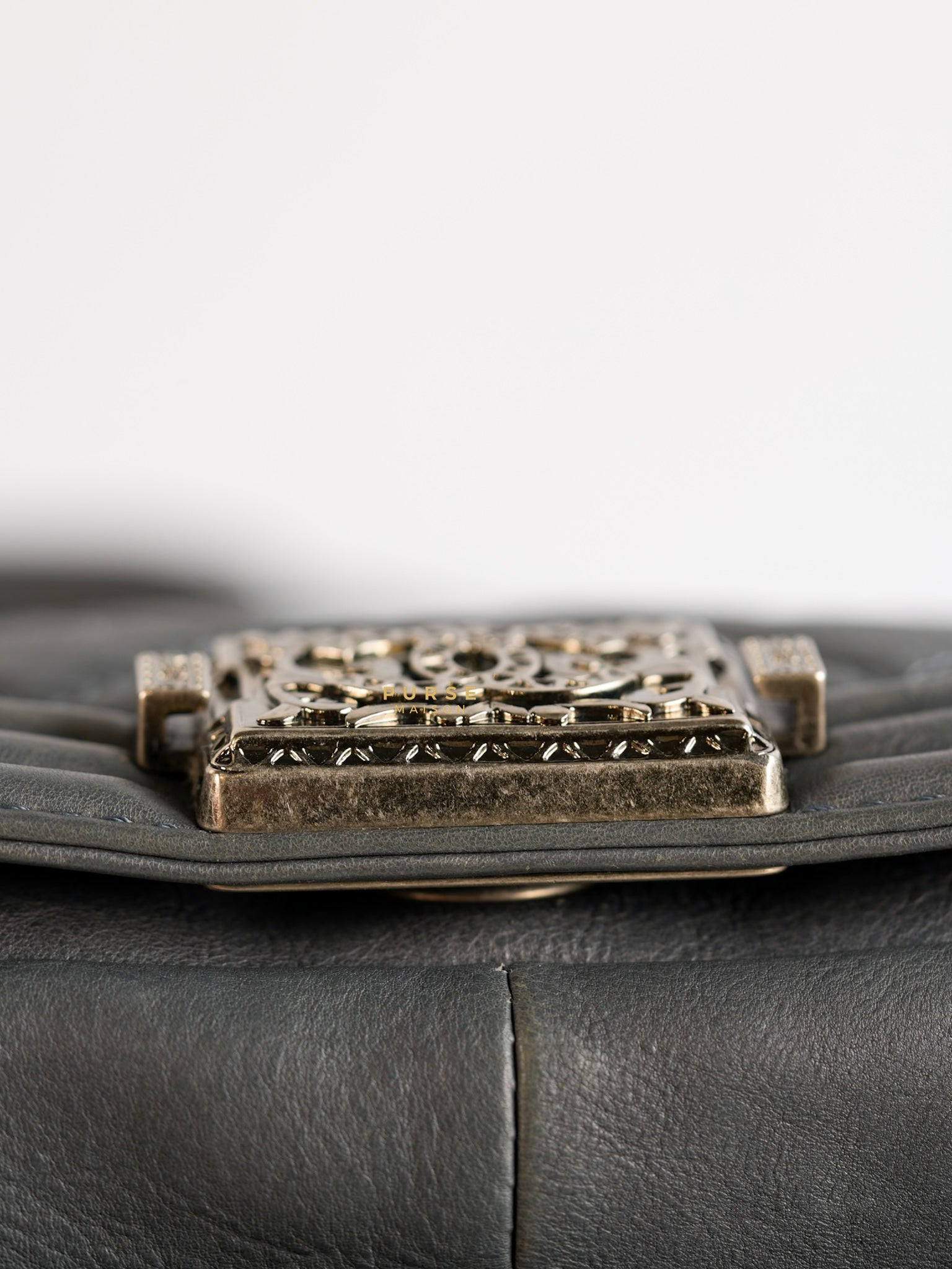 Paris-Dallas Flap in Grey Lambskin Leather in Ruthenium Hardware Series 19 | Purse Maison Luxury Bags Shop