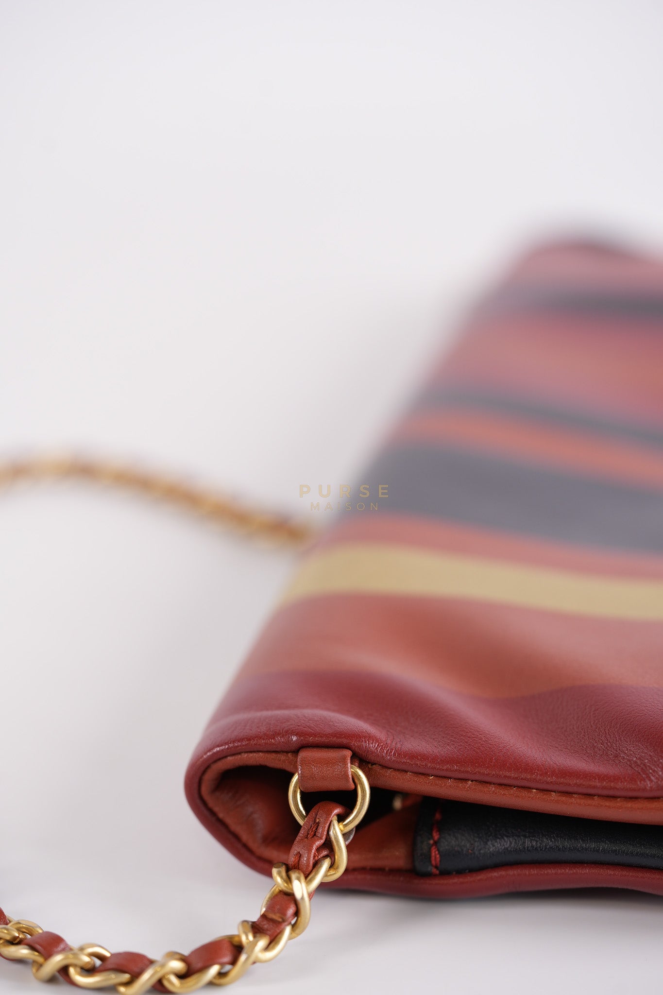 Paris-Greece Striped Foldover Clutch (Series 25) | Purse Maison Luxury Bags Shop