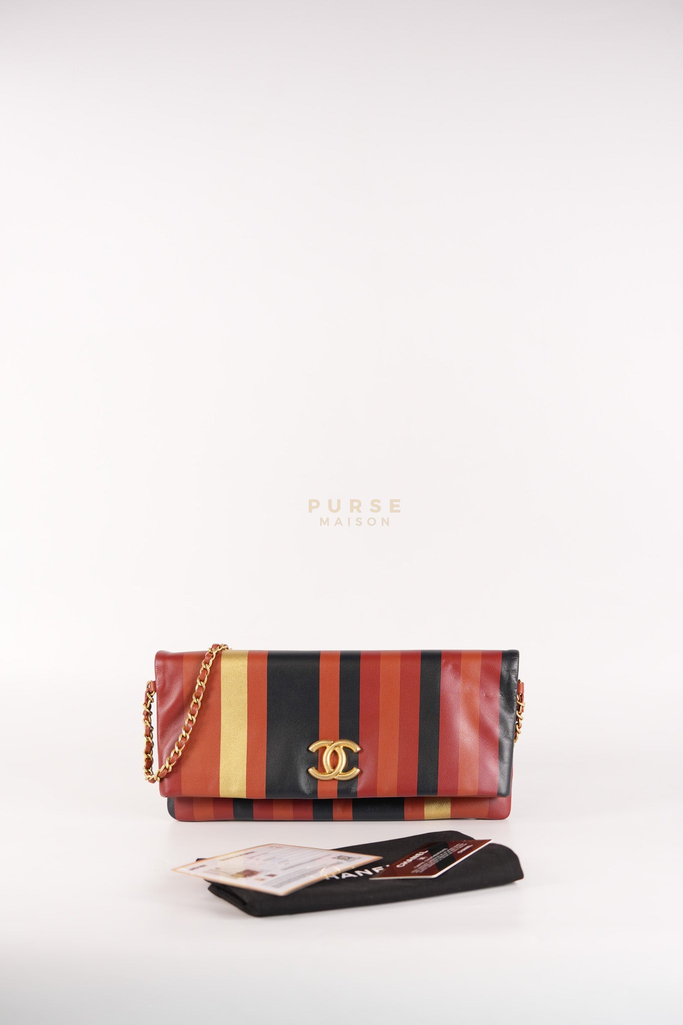 Paris-Greece Striped Foldover Clutch (Series 25) | Purse Maison Luxury Bags Shop