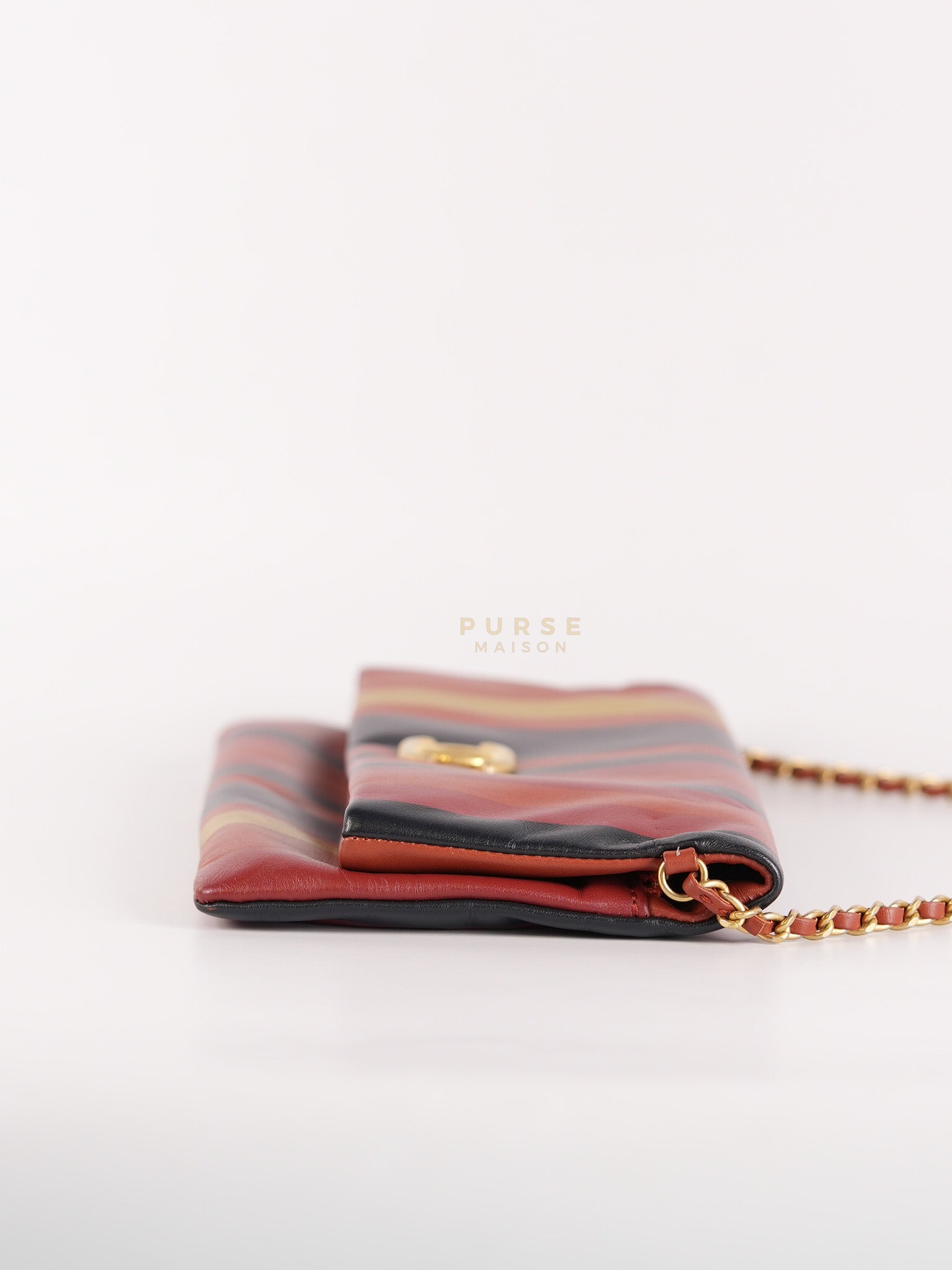 Paris-Greece Striped Foldover Clutch (Series 25) | Purse Maison Luxury Bags Shop
