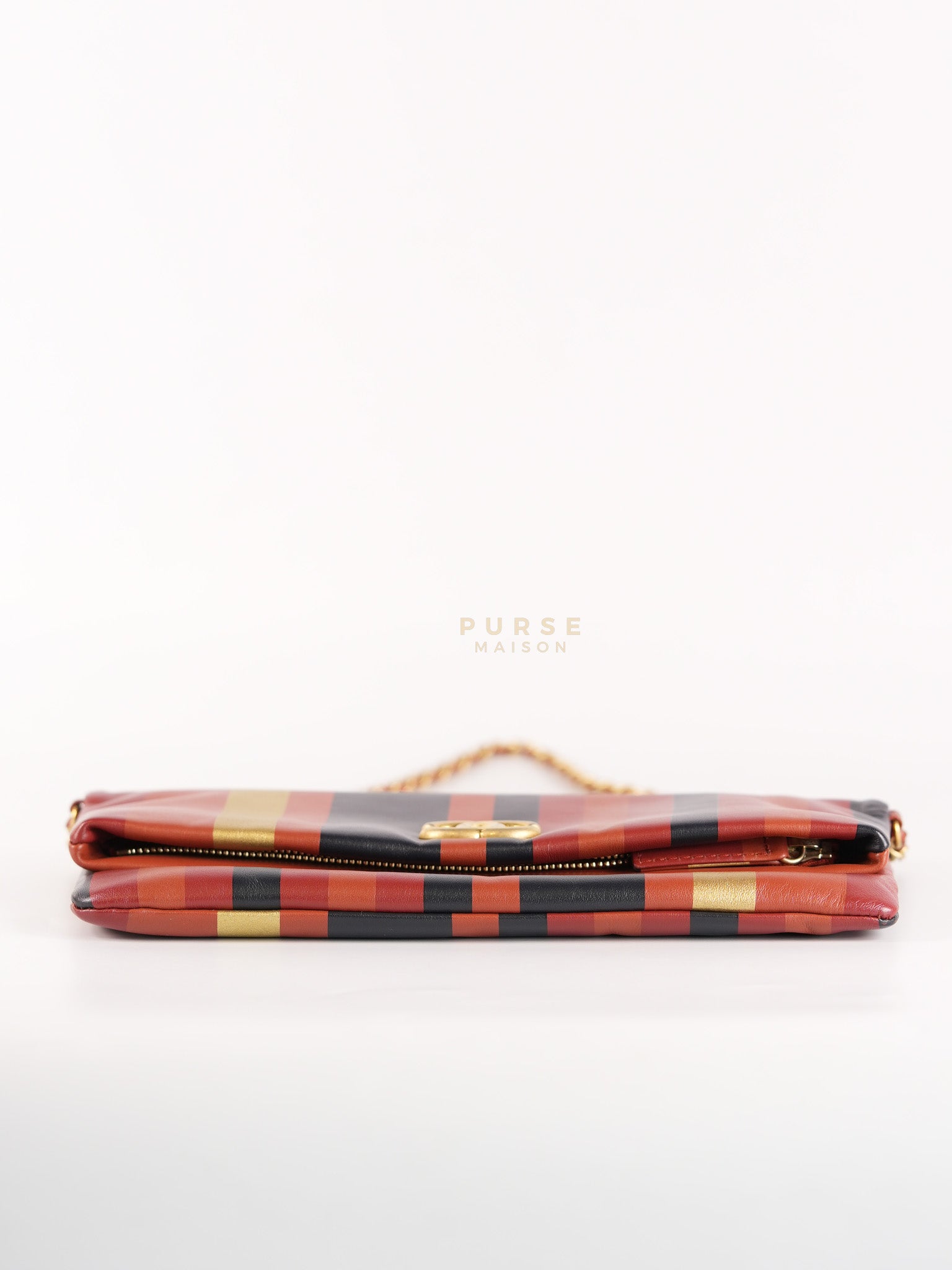 Paris-Greece Striped Foldover Clutch (Series 25) | Purse Maison Luxury Bags Shop