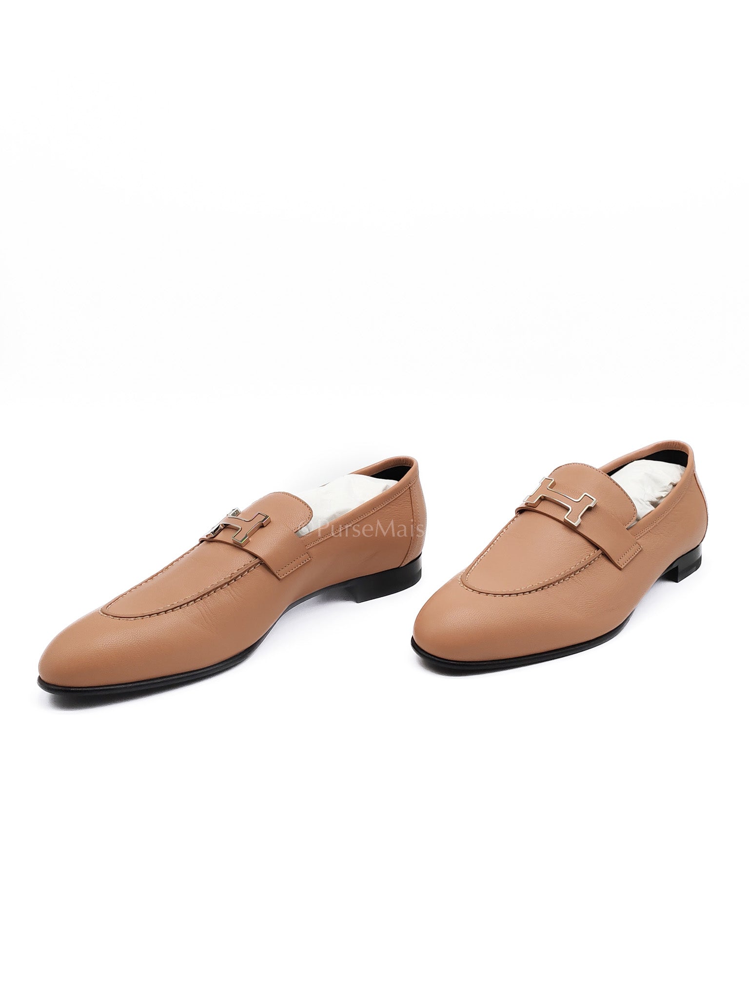 Paris Loafers Chevre Beige Size 39.5 EU (26 cm) | Purse Maison Luxury Bags Shop