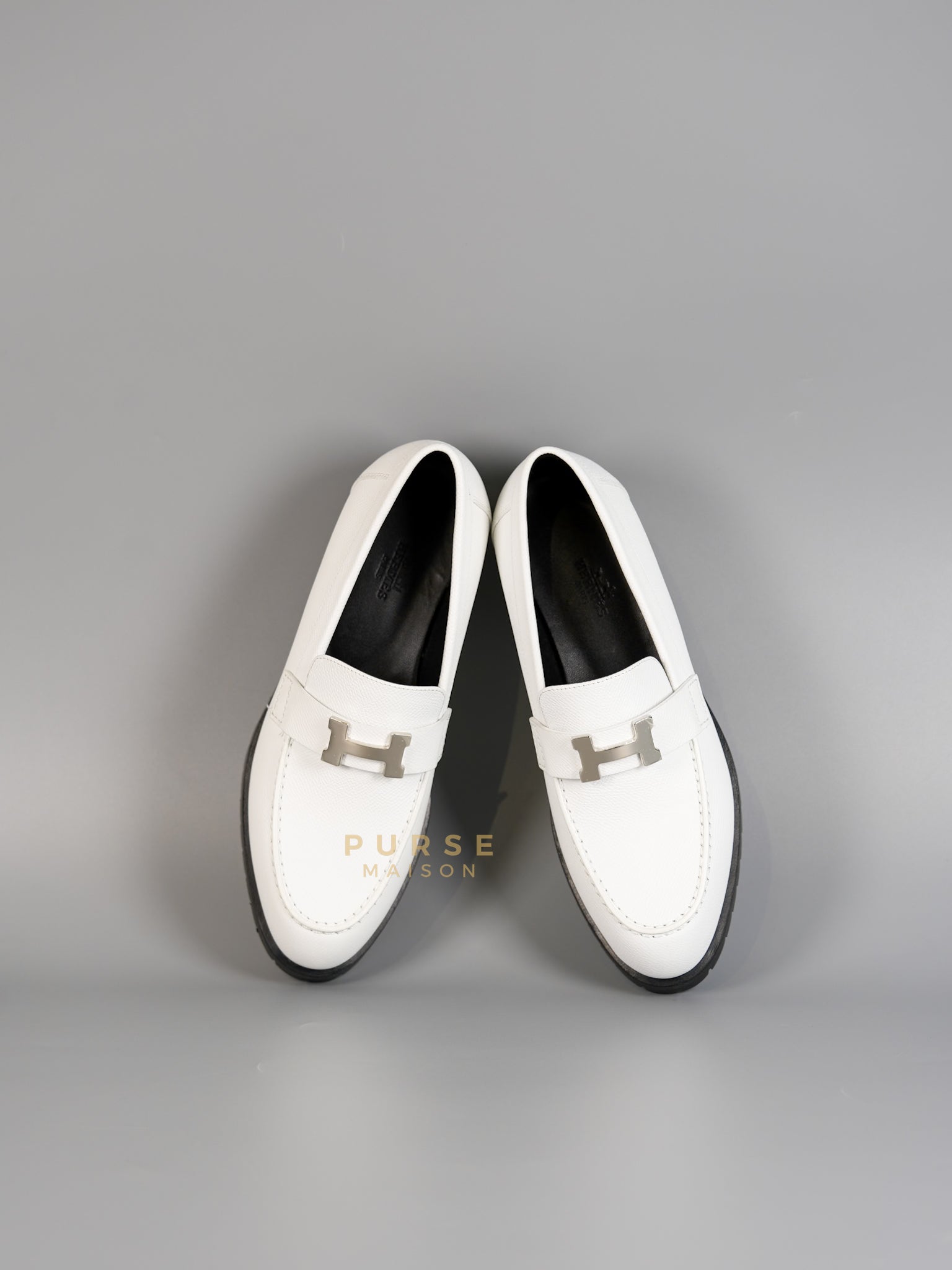 Paris White Loafers Size 37 EU (25cm) | Purse Maison Luxury Bags Shop