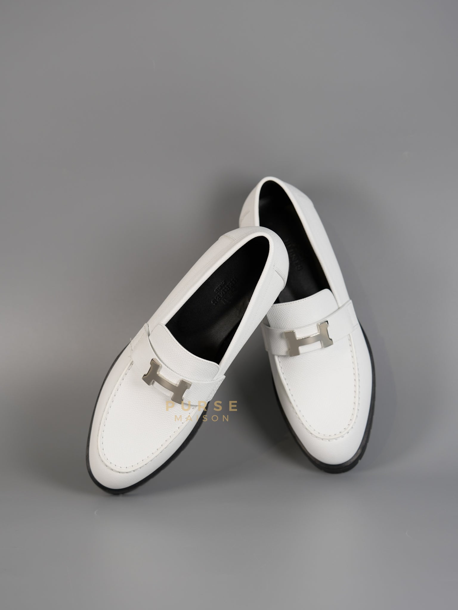 Paris White Loafers Size 37 EU (25cm) | Purse Maison Luxury Bags Shop