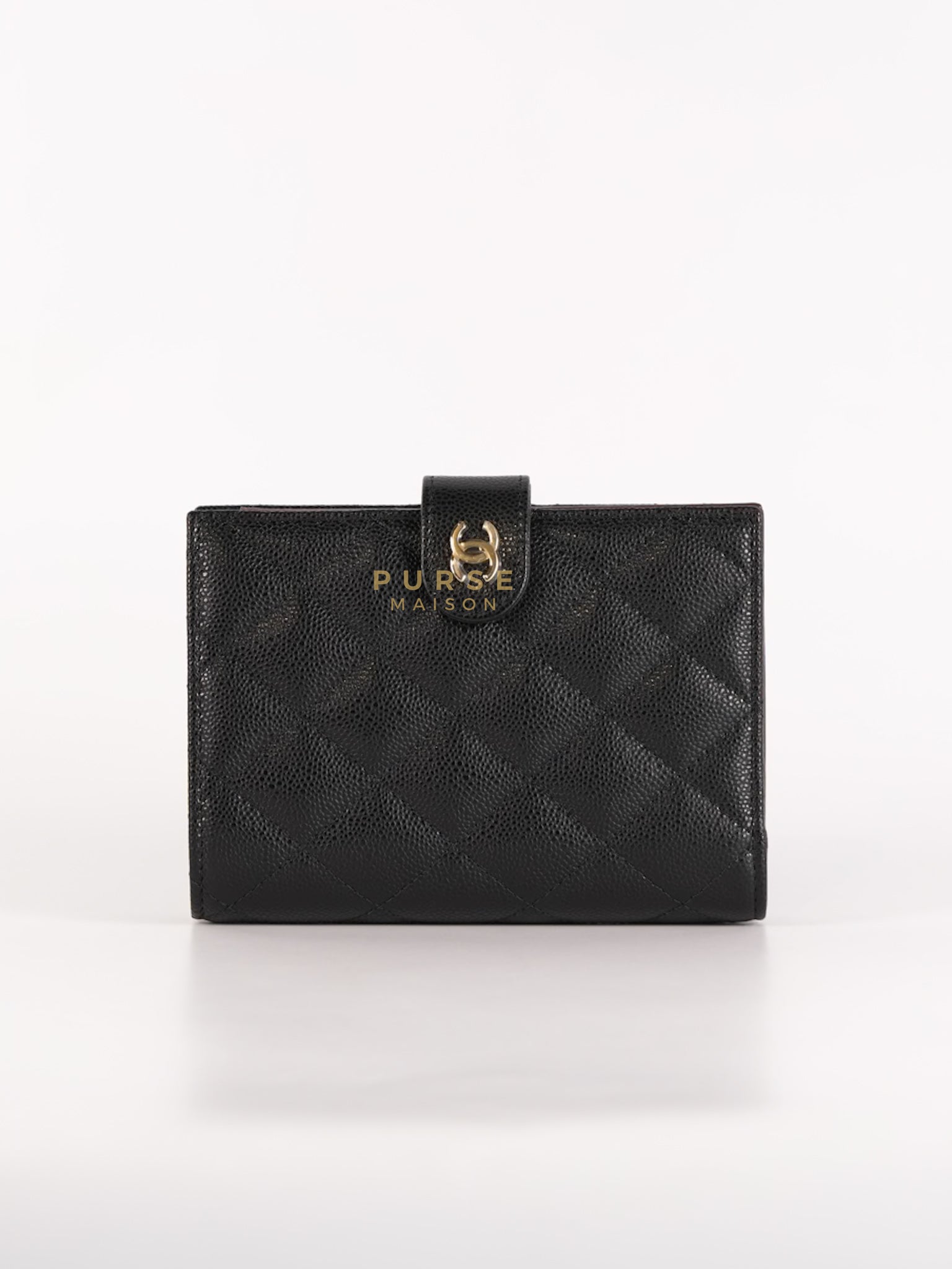 Passport Holder Black Caviar Leather and Gold Hardware (Microchip) | Purse Maison Luxury Bags Shop