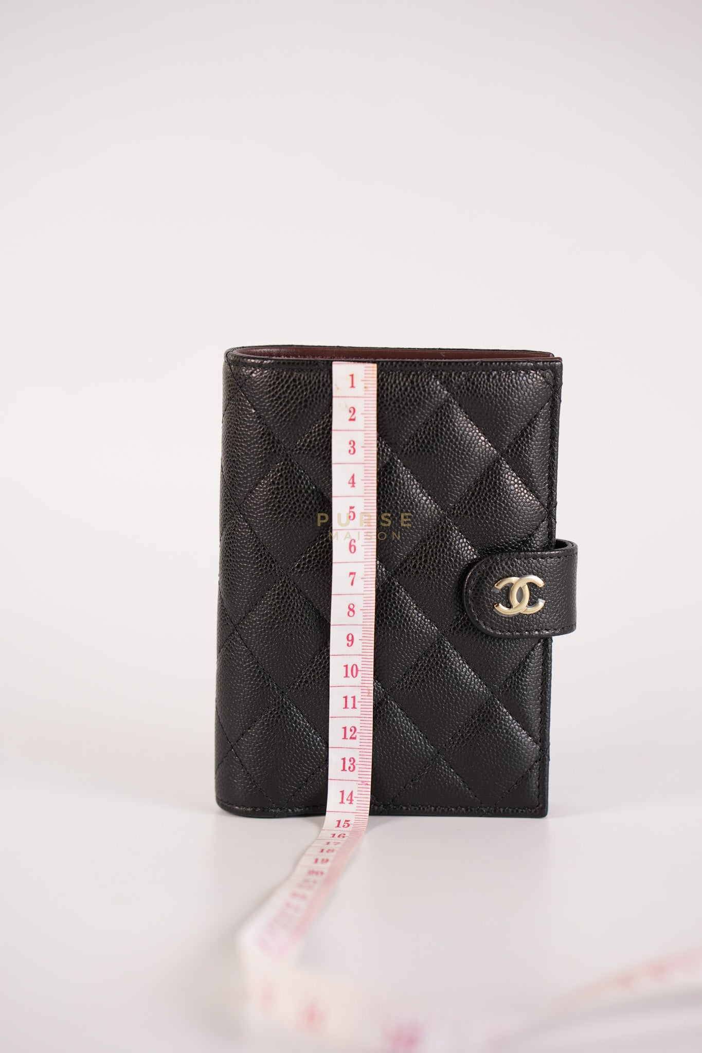 Passport Holder Black in Caviar Leather and Light Gold Hardware (Microchip) | Purse Maison Luxury Bags Shop