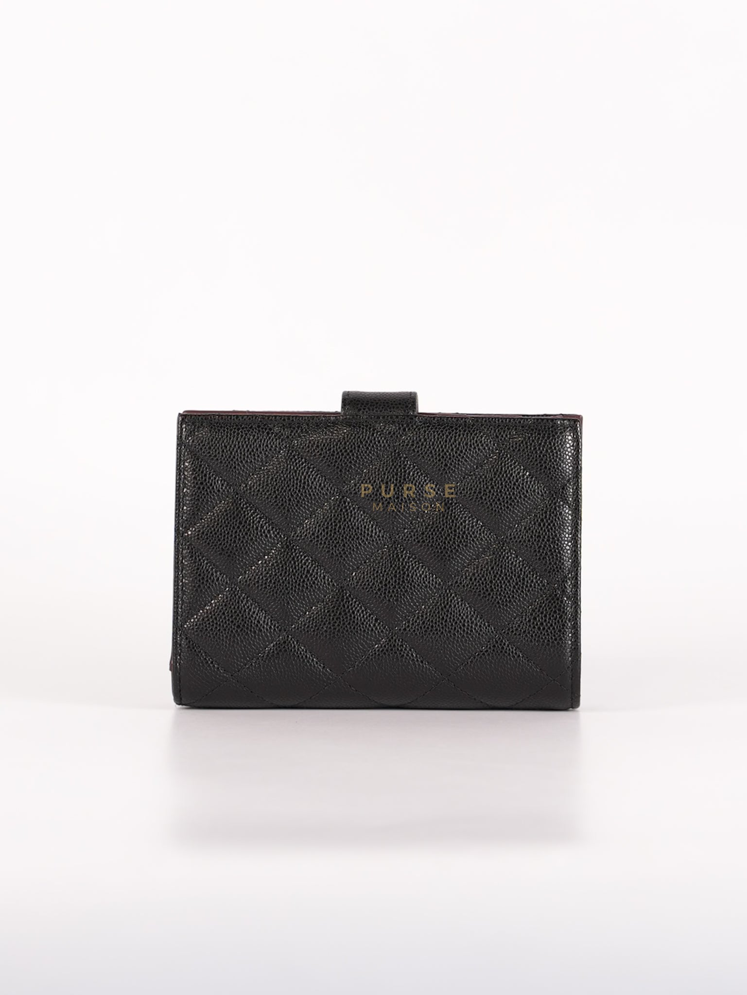 Passport Holder Black in Caviar Leather and Light Gold Hardware (Microchip) | Purse Maison Luxury Bags Shop