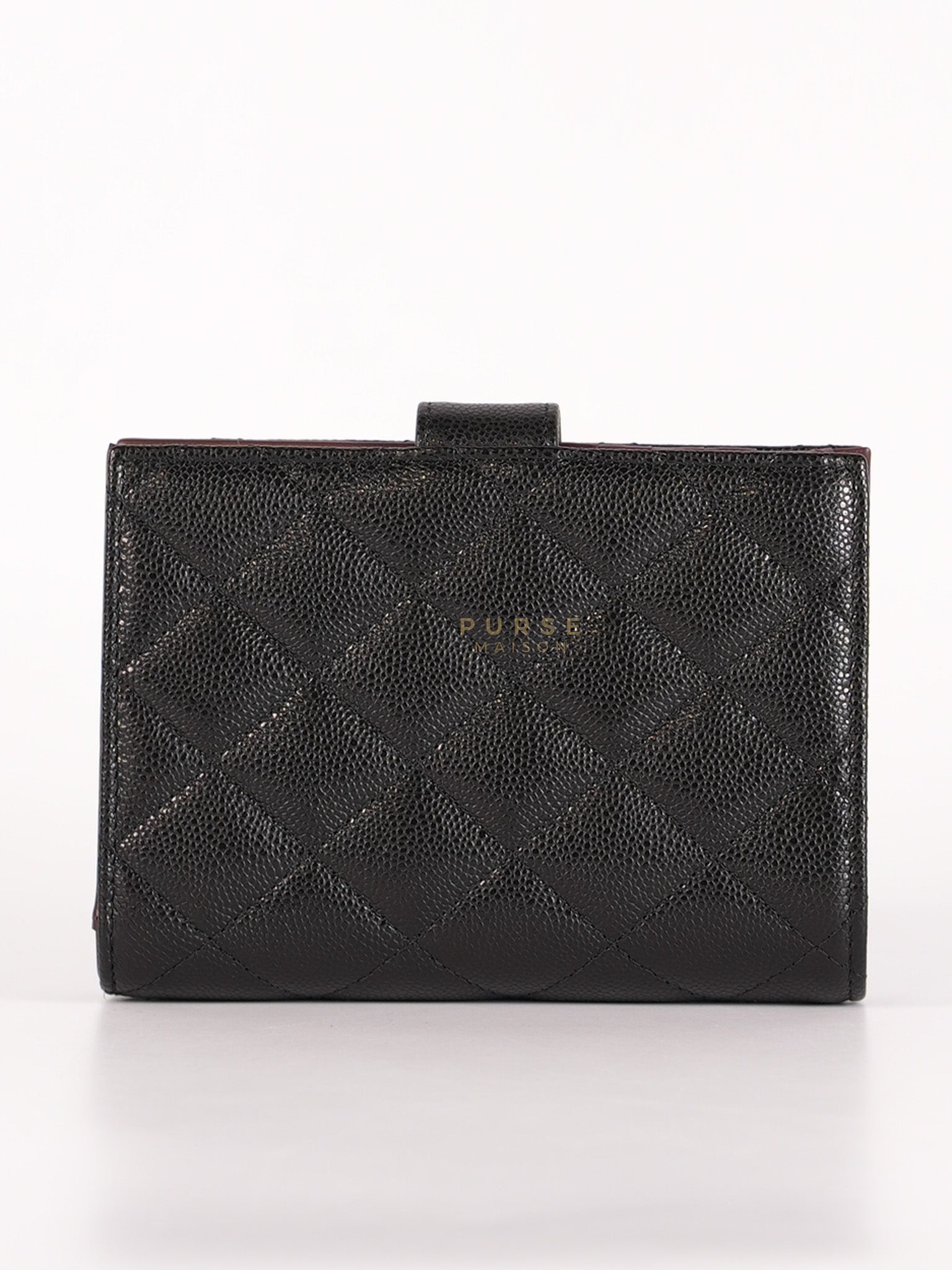 Passport Holder Black in Caviar Leather and Light Gold Hardware (Microchip) | Purse Maison Luxury Bags Shop