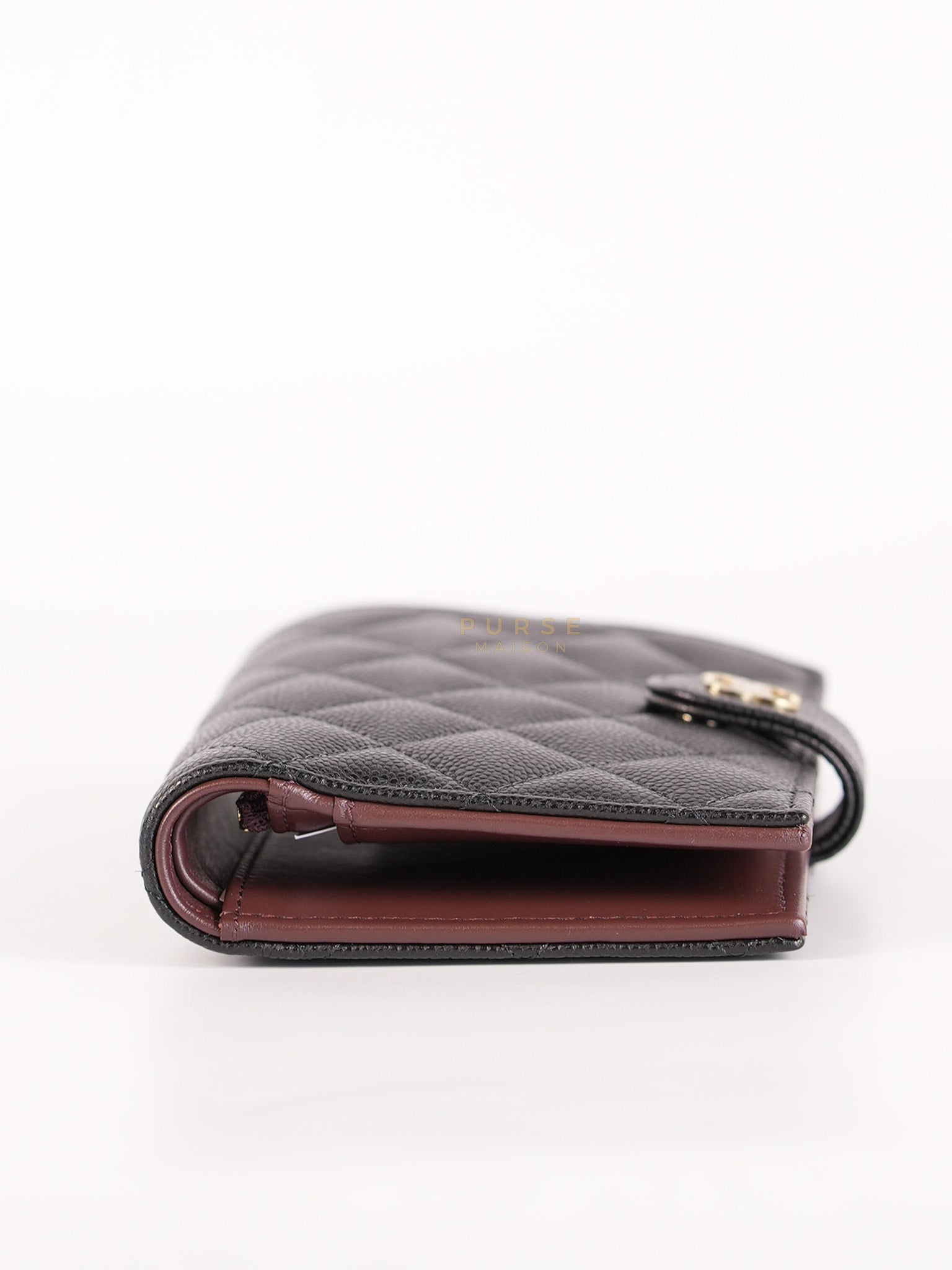 Passport Holder Black in Caviar Leather and Light Gold Hardware (Microchip) | Purse Maison Luxury Bags Shop