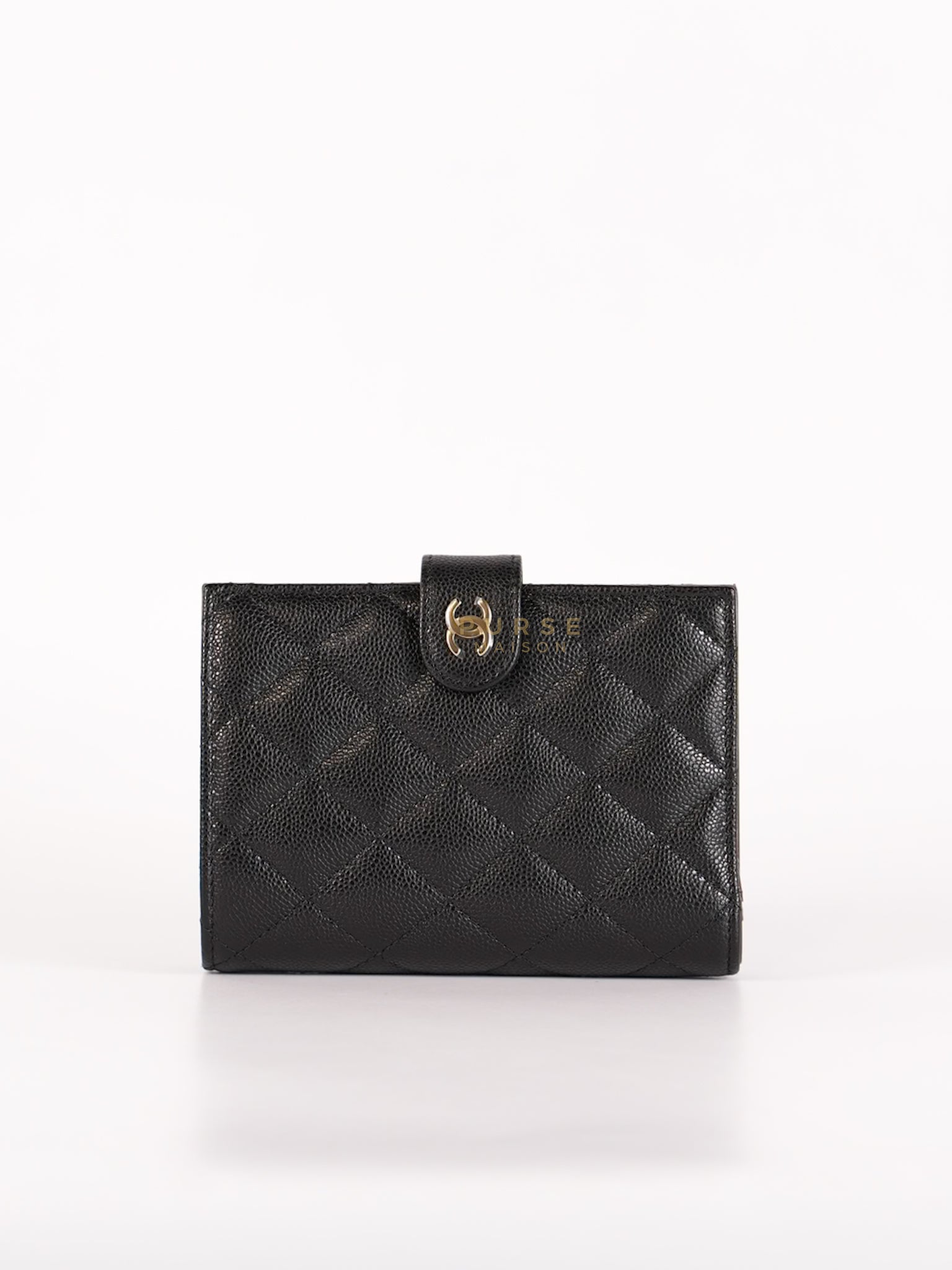 Passport Holder Black in Caviar Leather and Light Gold Hardware (Microchip) | Purse Maison Luxury Bags Shop