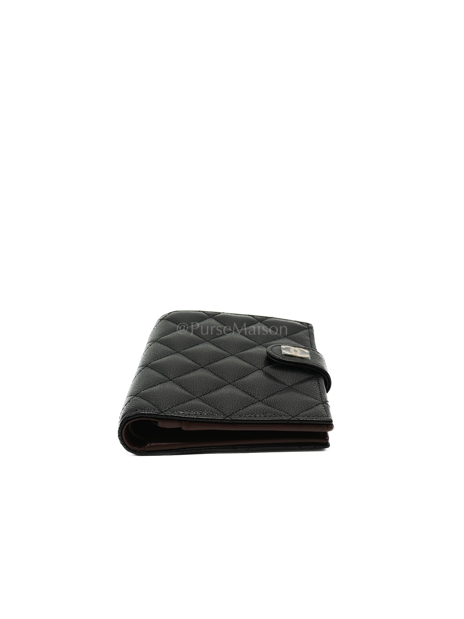 Passport Holder in Black Caviar Leather and Light Gold Hardware (Microchip) HA****EK | Purse Maison Luxury Bags Shop
