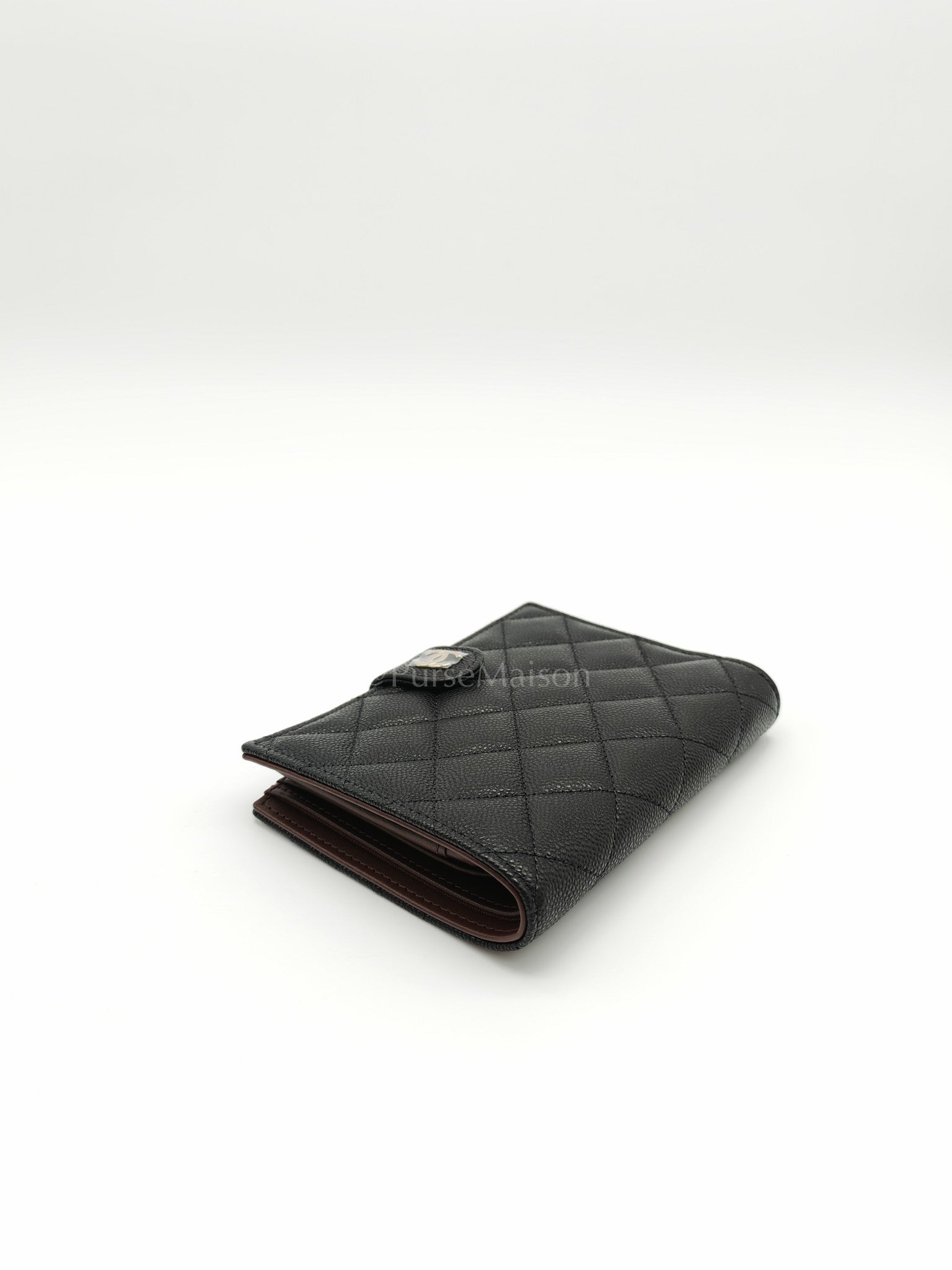 Passport Holder in Black Caviar Leather and Light Gold Hardware (Microchip) PT****7C | Purse Maison Luxury Bags Shop