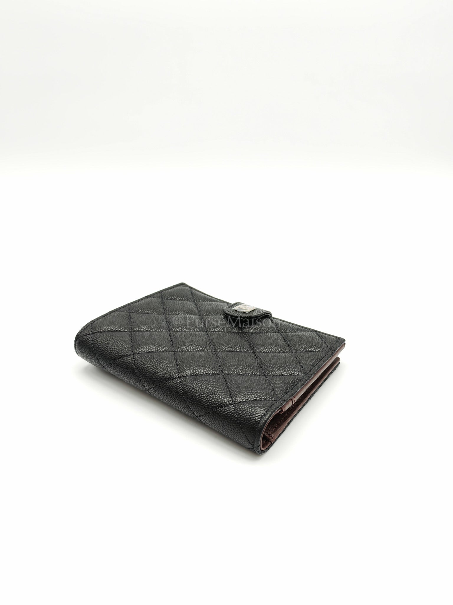 Passport Holder in Black Caviar Leather and Light Gold Hardware (Microchip) PT****7C | Purse Maison Luxury Bags Shop