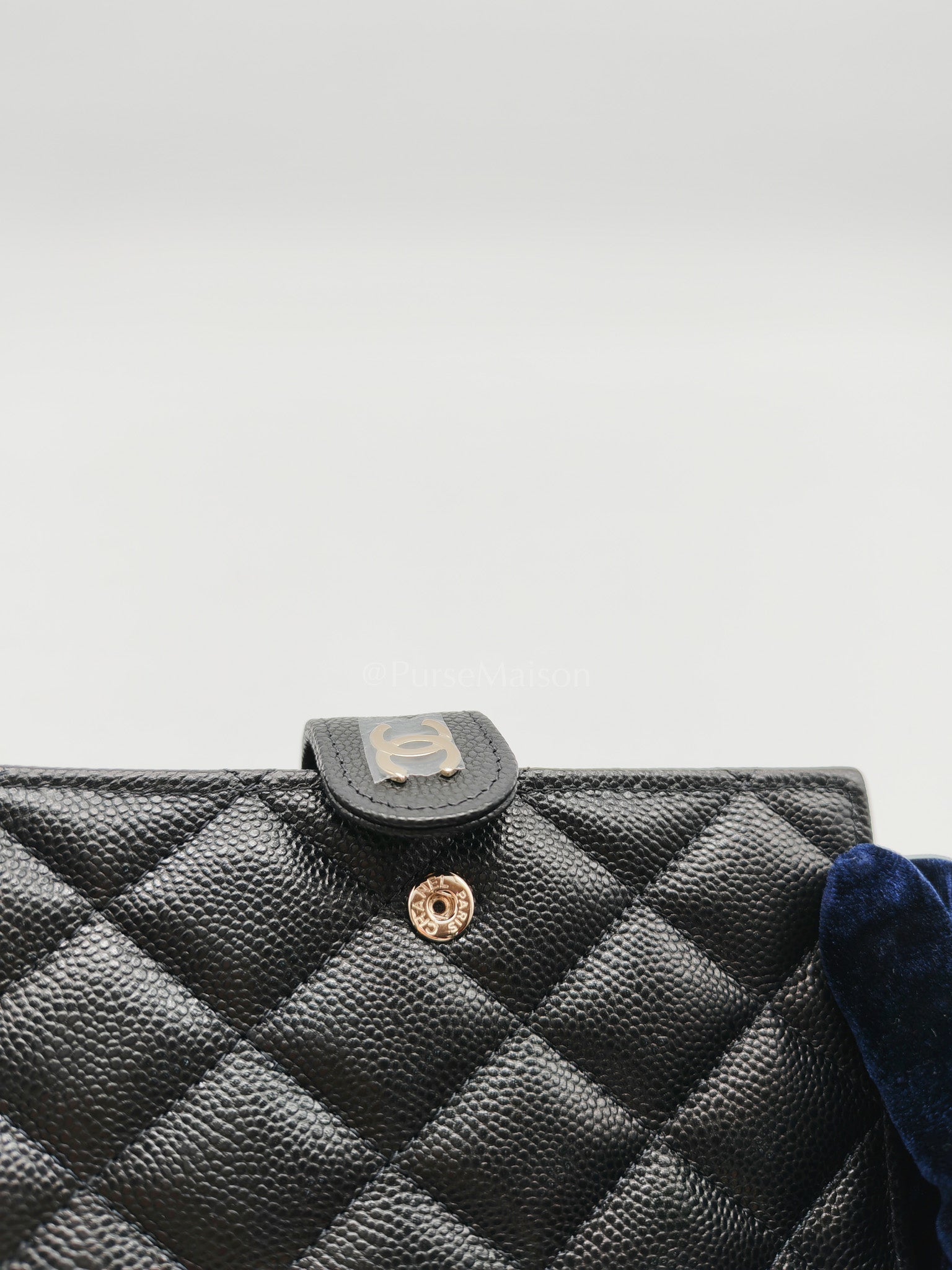 Passport Holder in Black Caviar Leather and Light Gold Hardware (Microchip) TK****2G | Purse Maison Luxury Bags Shop