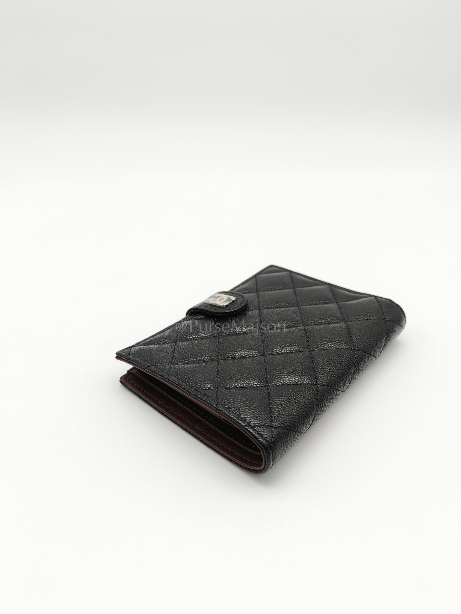 Passport Holder in Black Caviar Leather and Light Gold Hardware (Microchip) TK****2G | Purse Maison Luxury Bags Shop