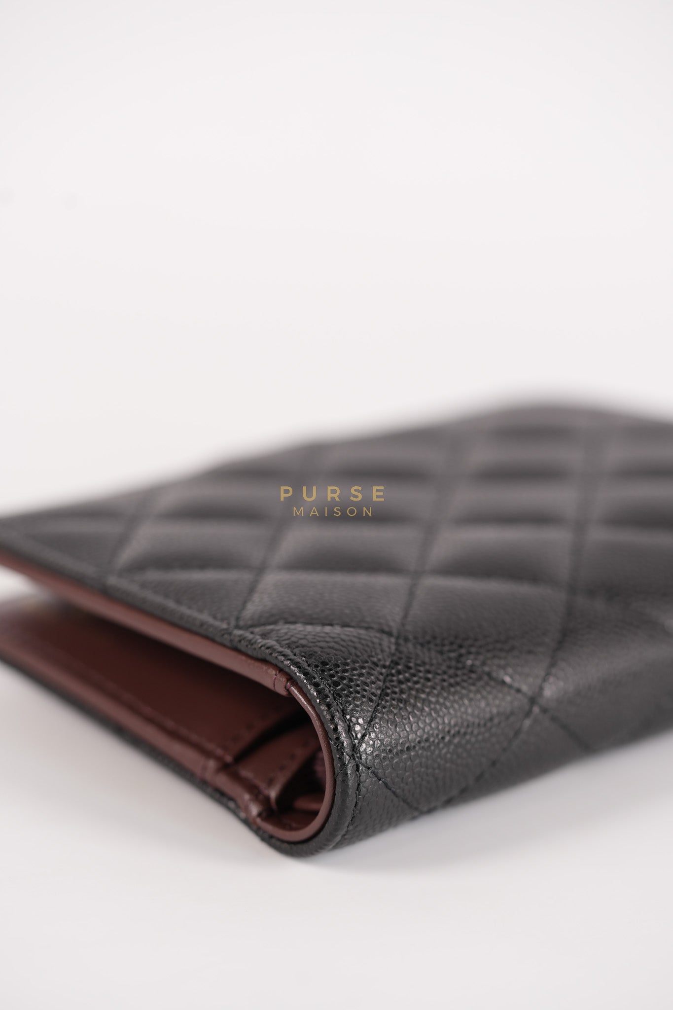 Passport Holder Black in Caviar Leather and Gold Hardware (Microchip)