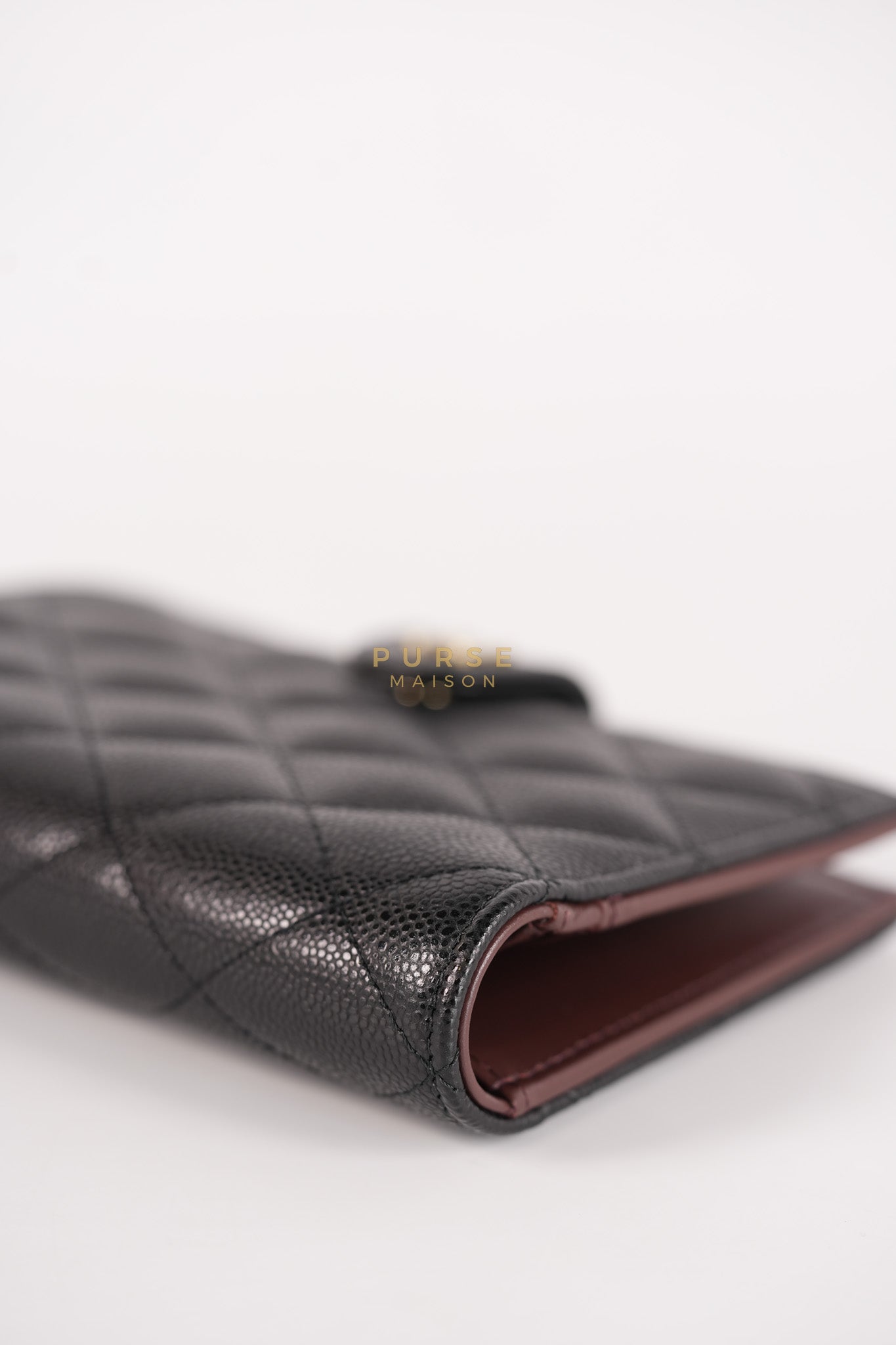 Passport Holder Black in Caviar Leather and Gold Hardware (Microchip)