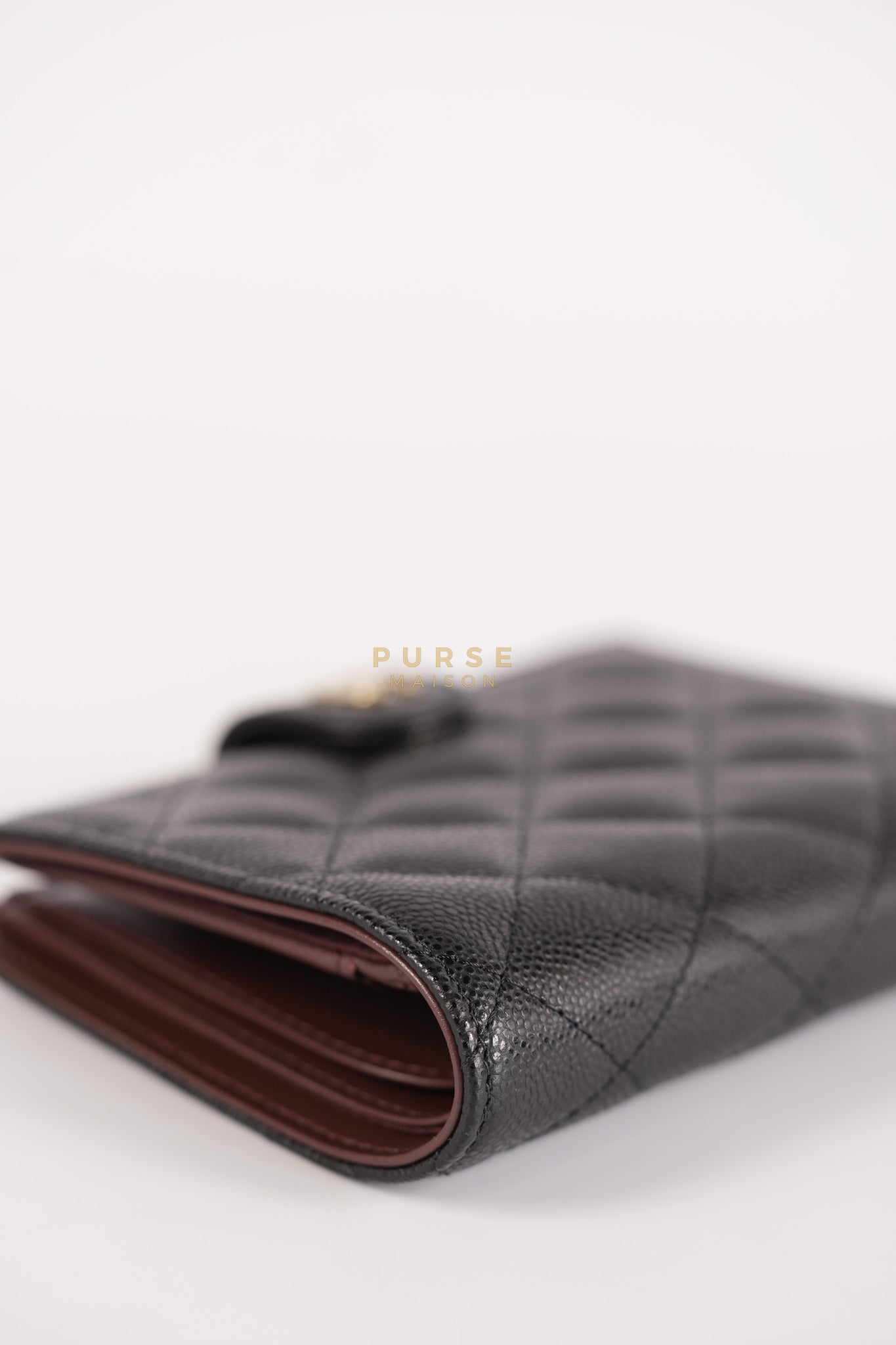 Passport Holder Black in Caviar Leather and Gold Hardware (Microchip)