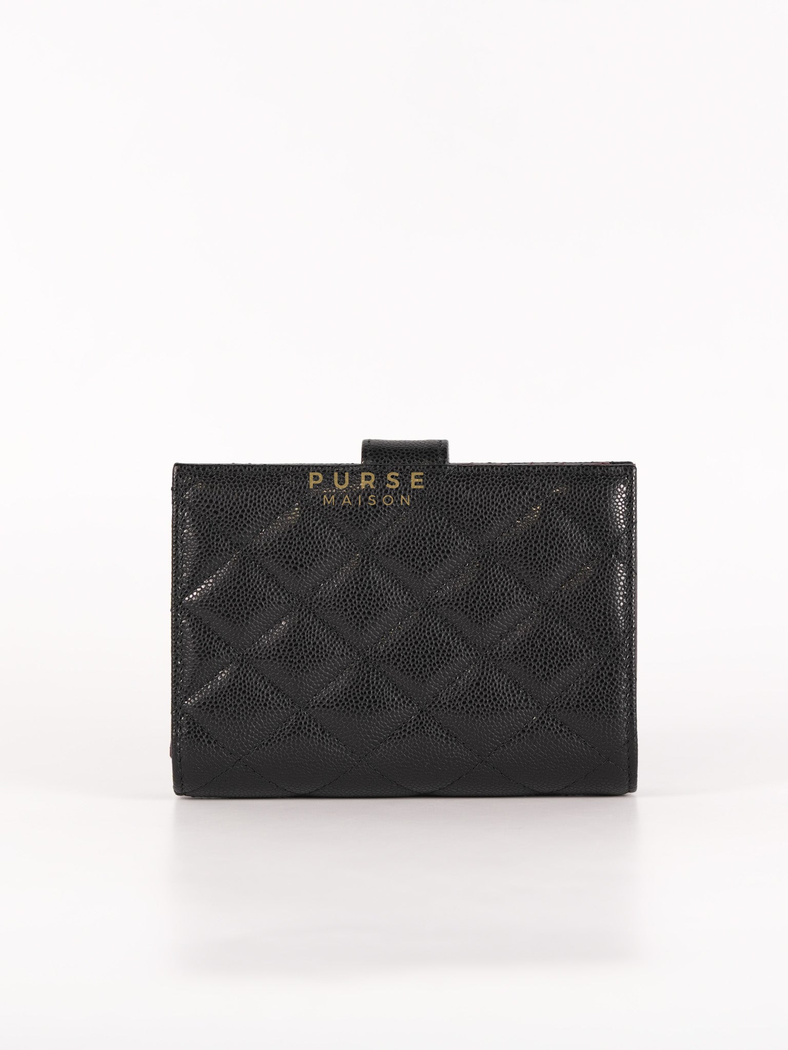 Passport Holder Black in Caviar Leather and Gold Hardware (Microchip)