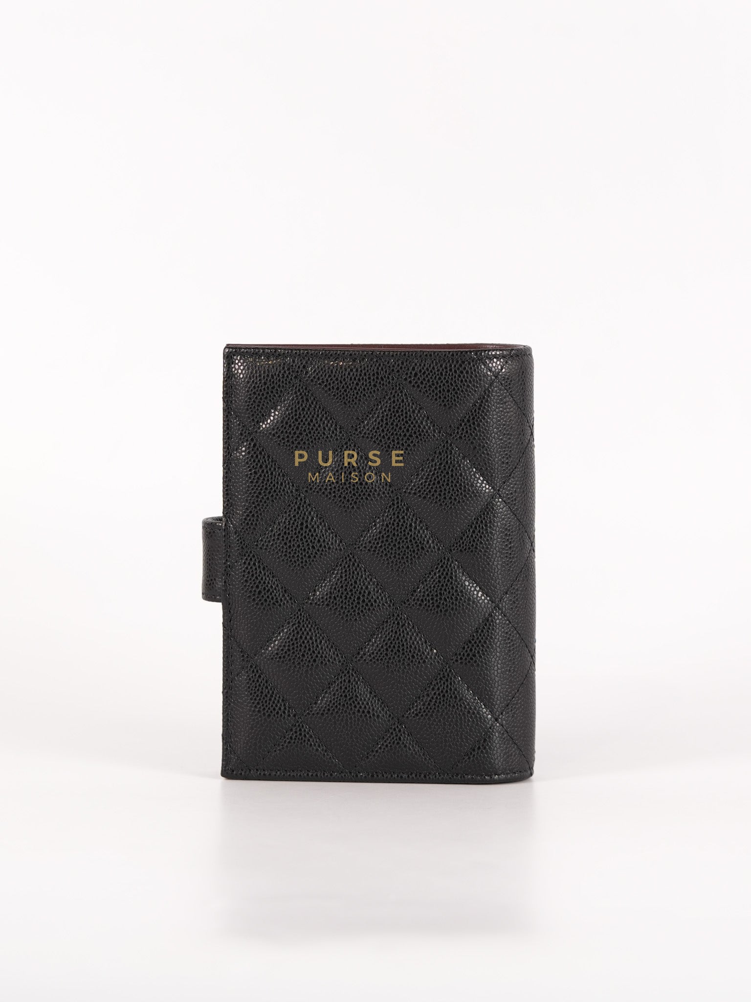 Passport Holder Black in Caviar Leather and Gold Hardware (Microchip)