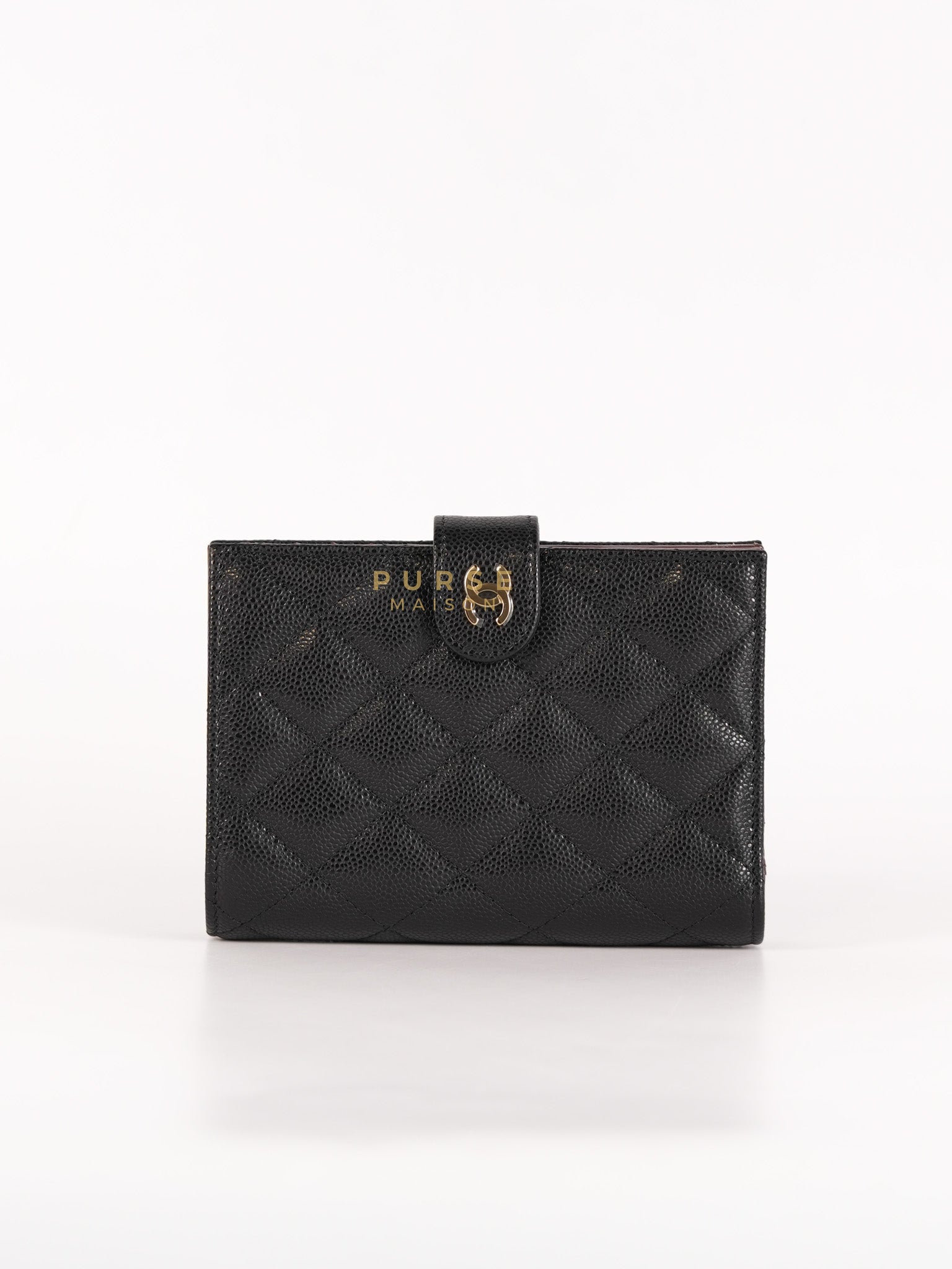 Passport Holder Black in Caviar Leather and Gold Hardware (Microchip)