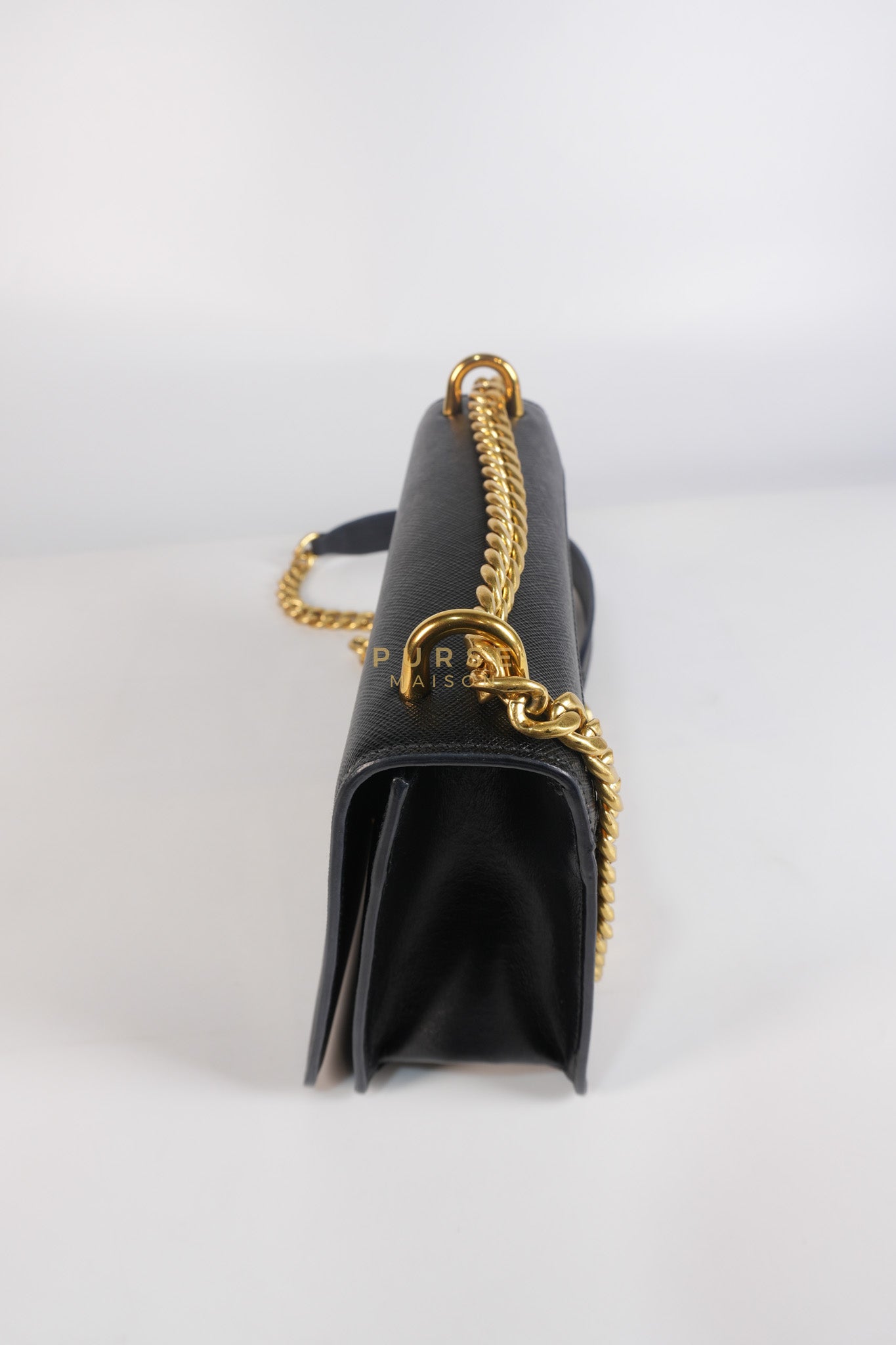 Pattina Black Saffiano Leather Chain Shoulder Bag | Purse Maison Luxury Bags Shop