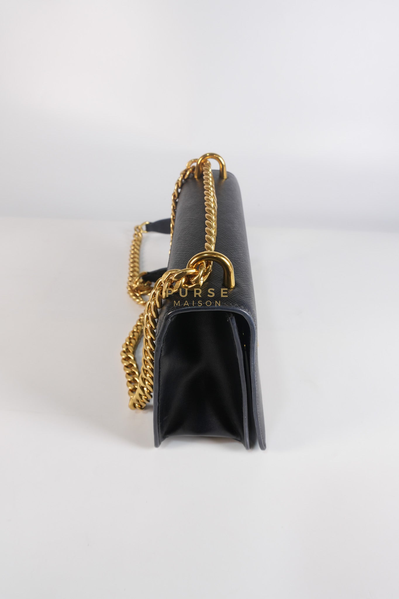 Pattina Black Saffiano Leather Chain Shoulder Bag | Purse Maison Luxury Bags Shop