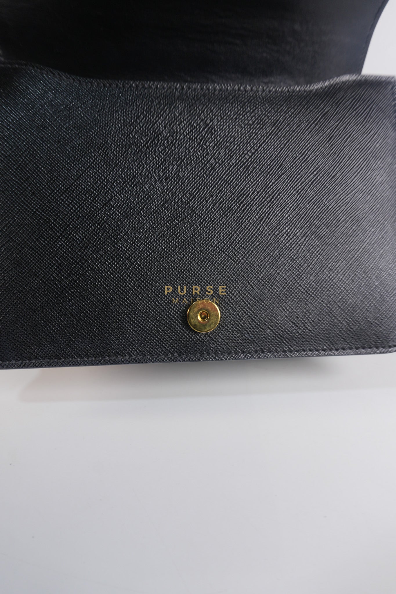 Pattina Black Saffiano Leather Chain Shoulder Bag | Purse Maison Luxury Bags Shop
