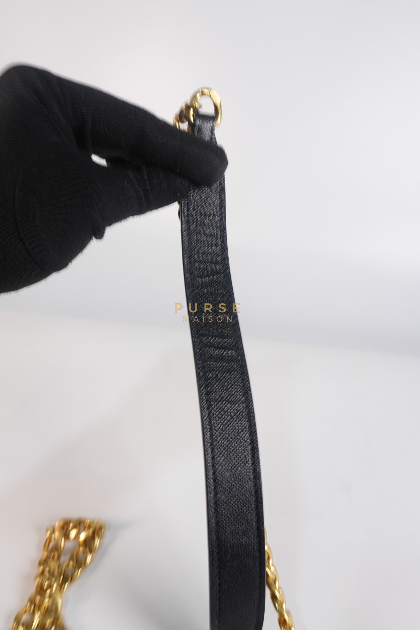 Pattina Black Saffiano Leather Chain Shoulder Bag | Purse Maison Luxury Bags Shop