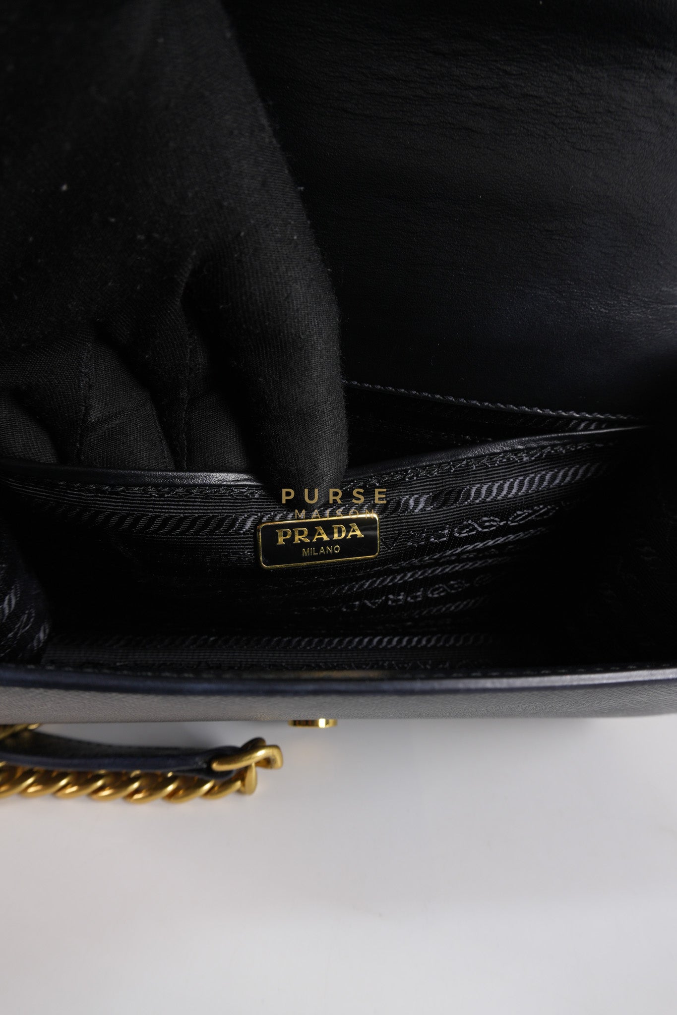 Pattina Black Saffiano Leather Chain Shoulder Bag | Purse Maison Luxury Bags Shop