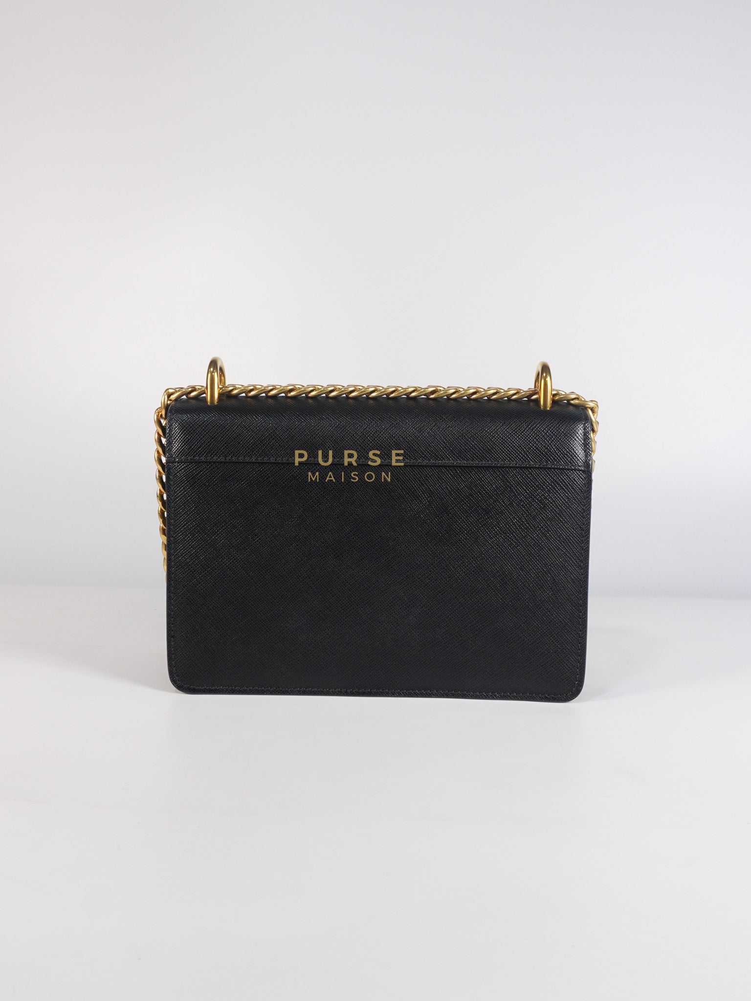 Pattina Black Saffiano Leather Chain Shoulder Bag | Purse Maison Luxury Bags Shop