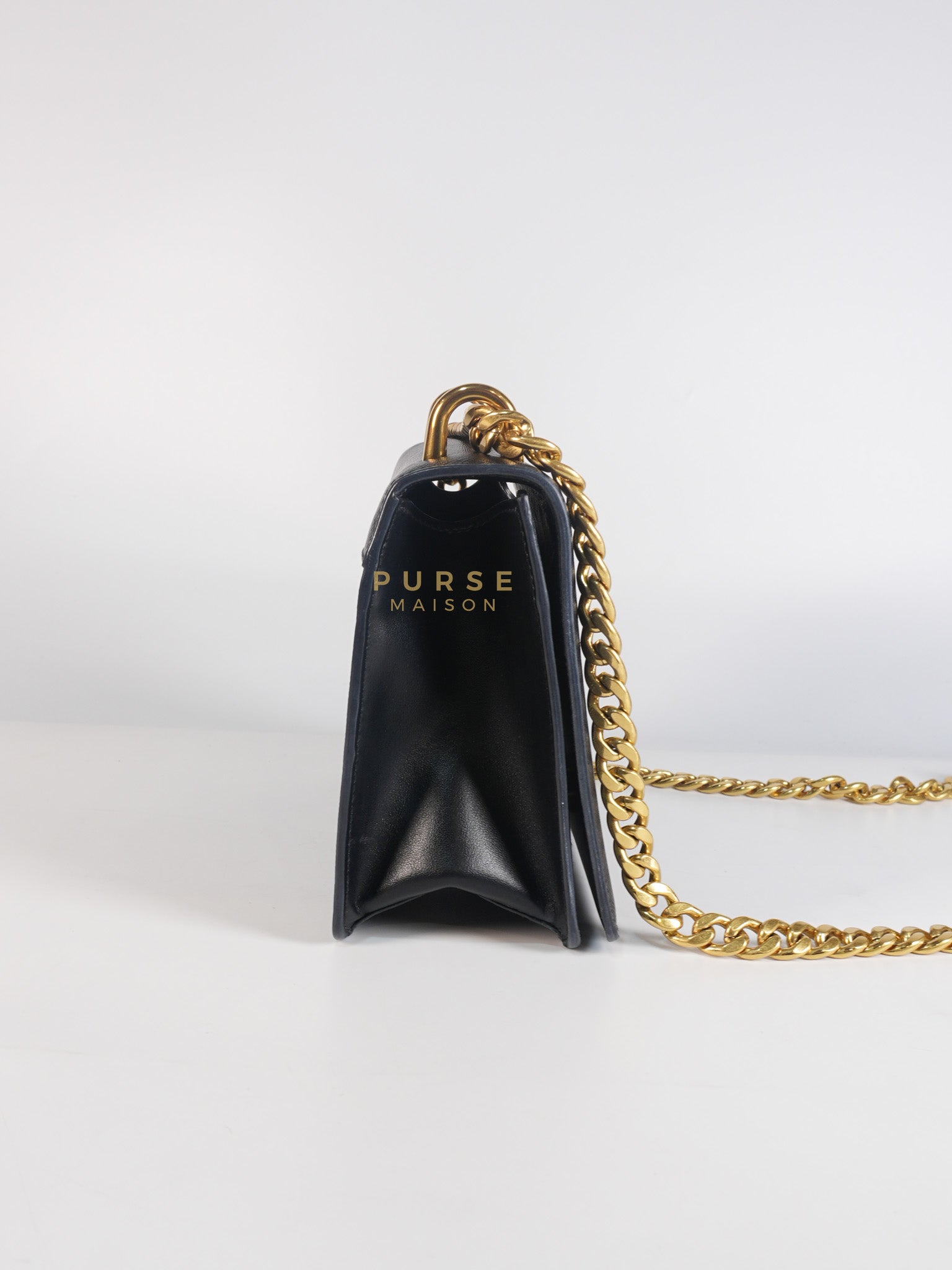 Pattina Black Saffiano Leather Chain Shoulder Bag | Purse Maison Luxury Bags Shop
