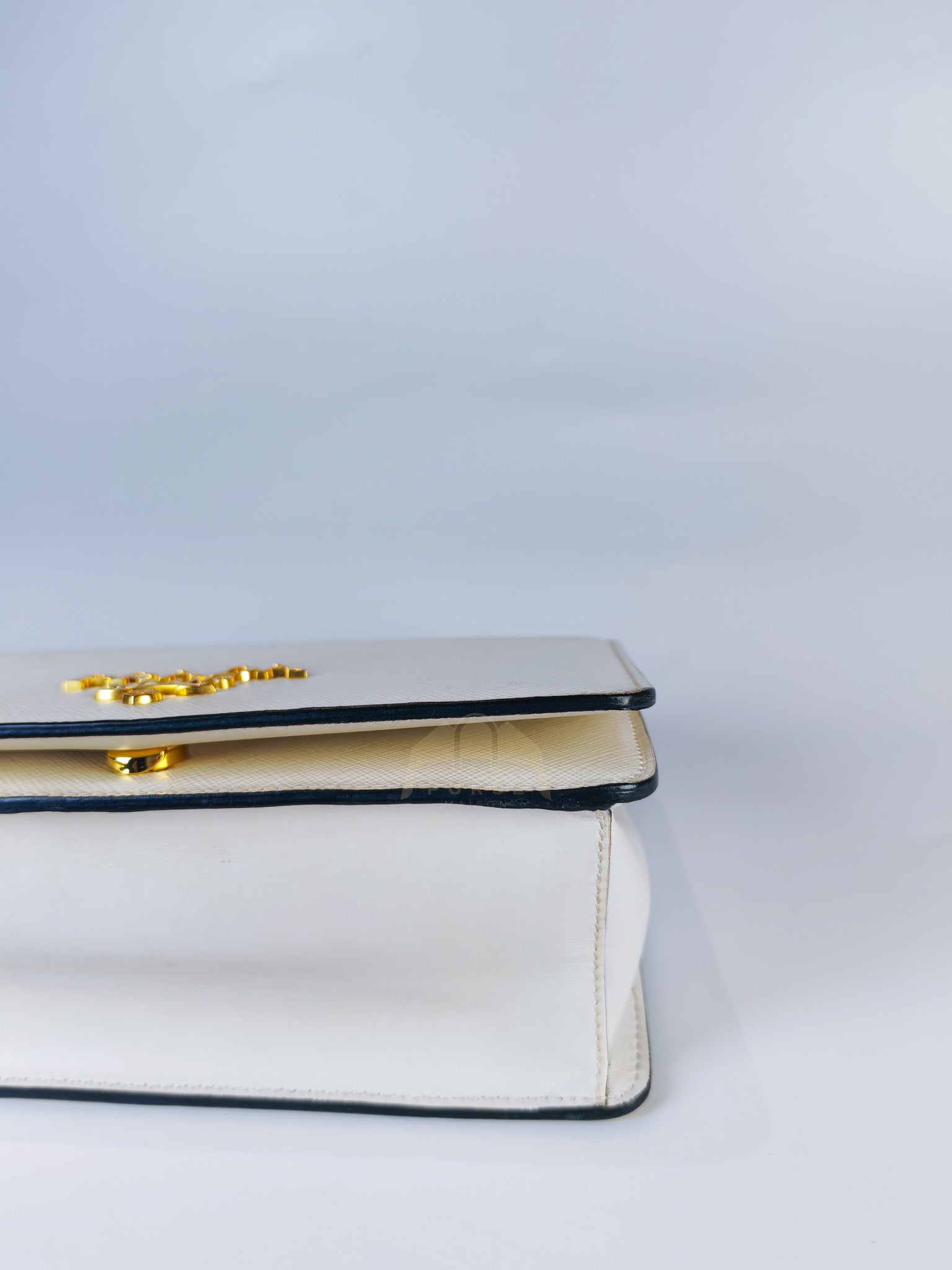 Pattina in Bianco Saffiano Leather Chain Shoulder Bag | Purse Maison Luxury Bags Shop