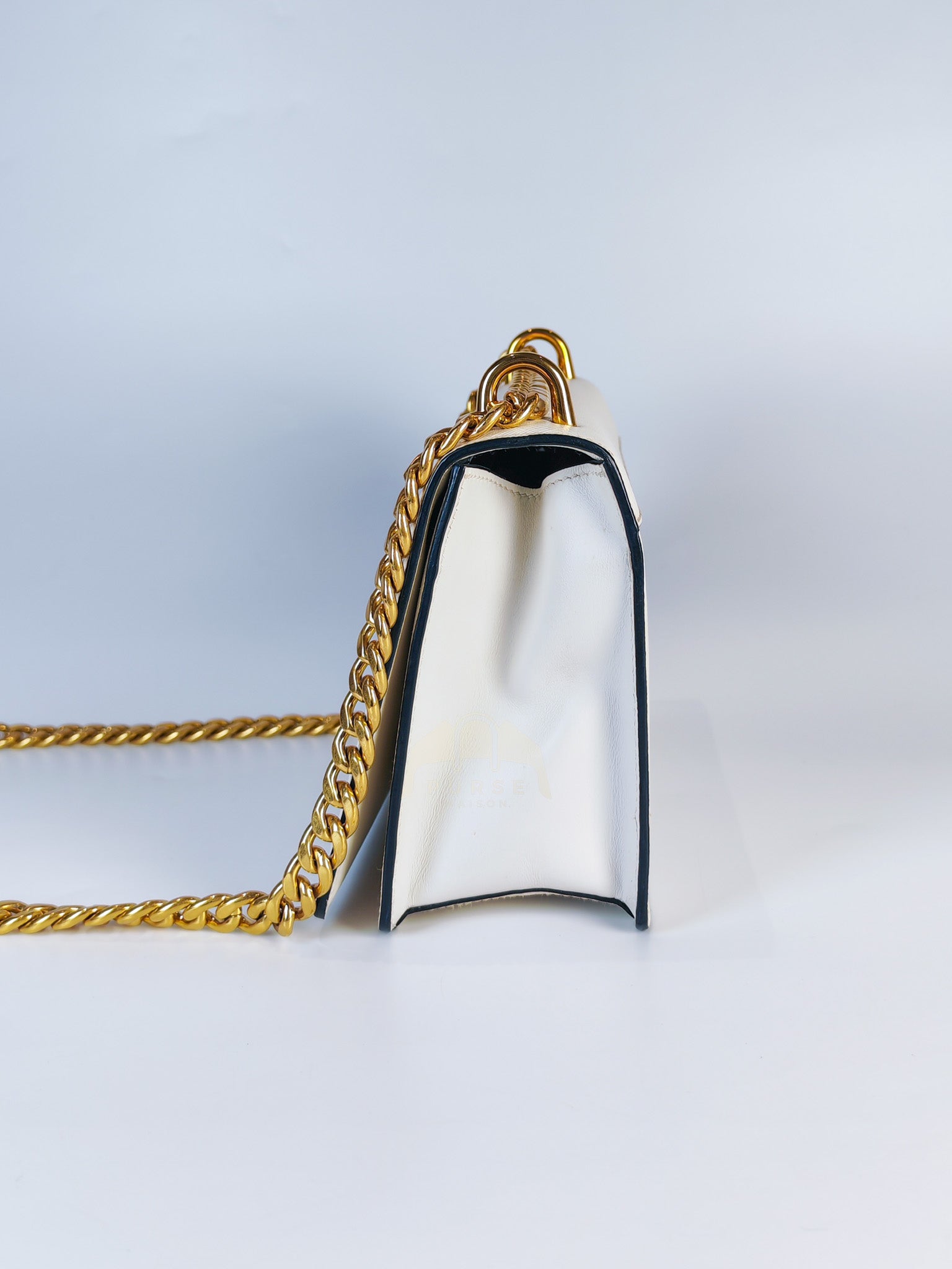 Pattina in Bianco Saffiano Leather Chain Shoulder Bag | Purse Maison Luxury Bags Shop