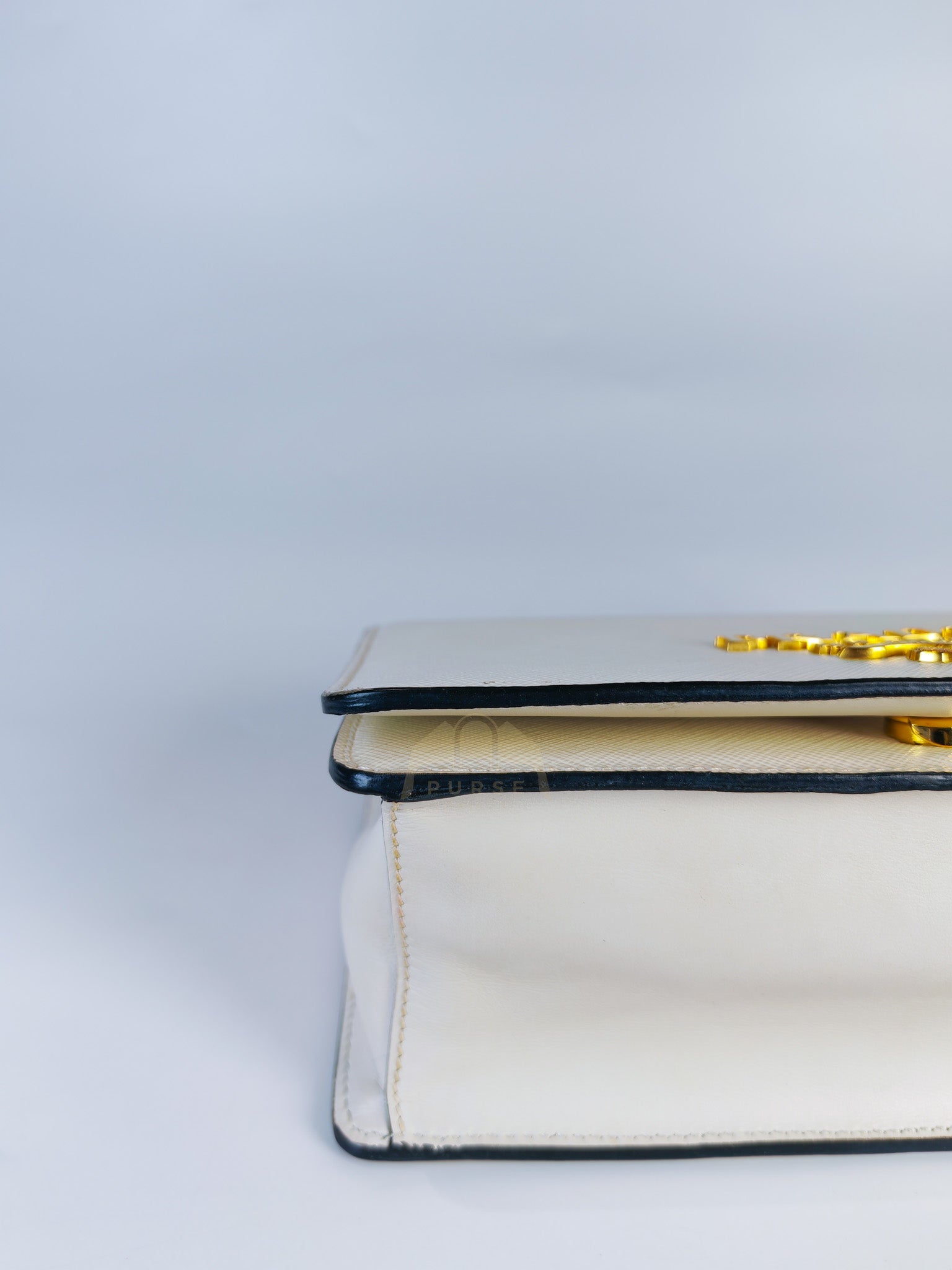 Pattina in Bianco Saffiano Leather Chain Shoulder Bag | Purse Maison Luxury Bags Shop