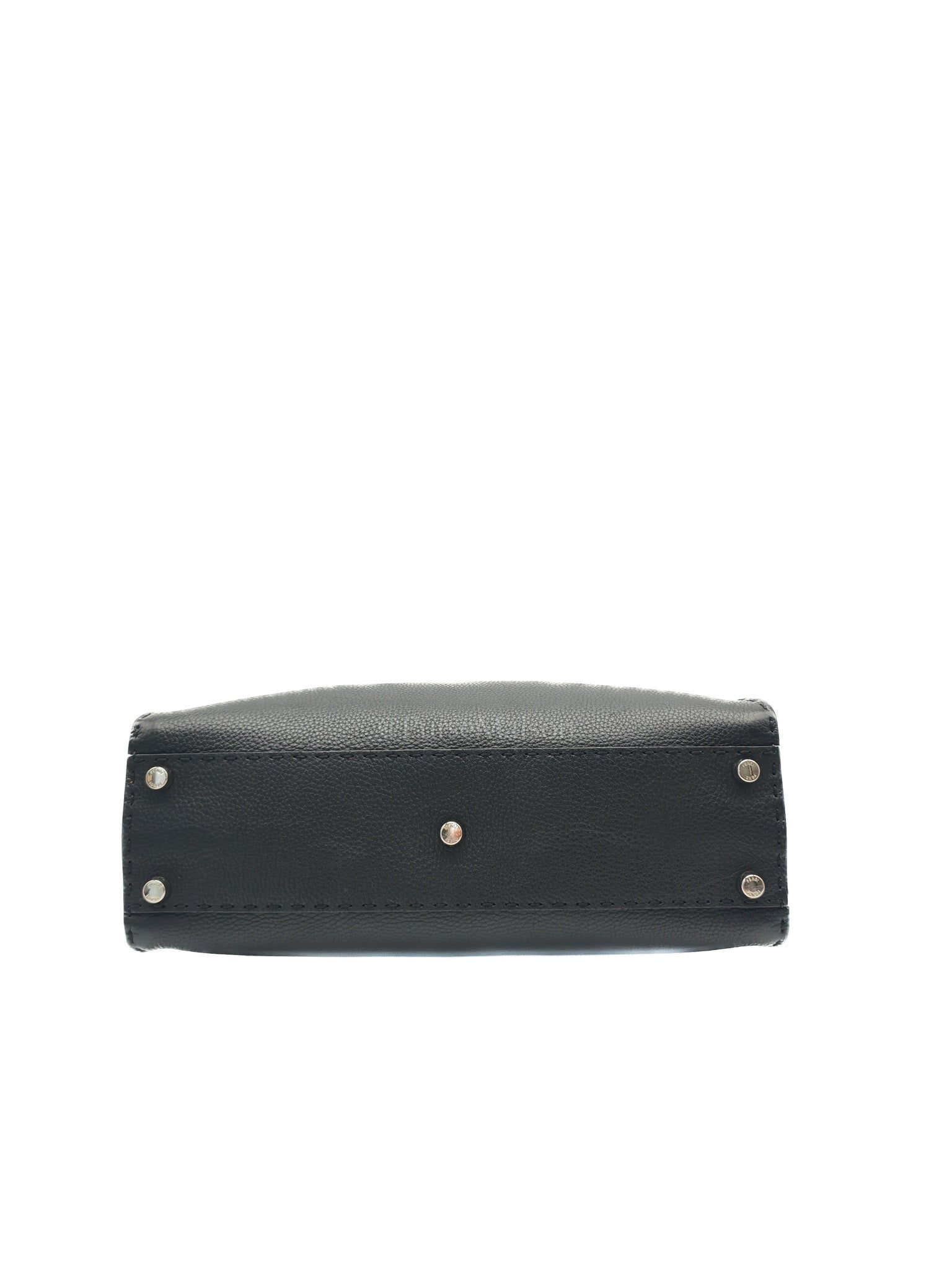 Fendi Peekaboo Medium in Black Grained Leather Silver Hardware