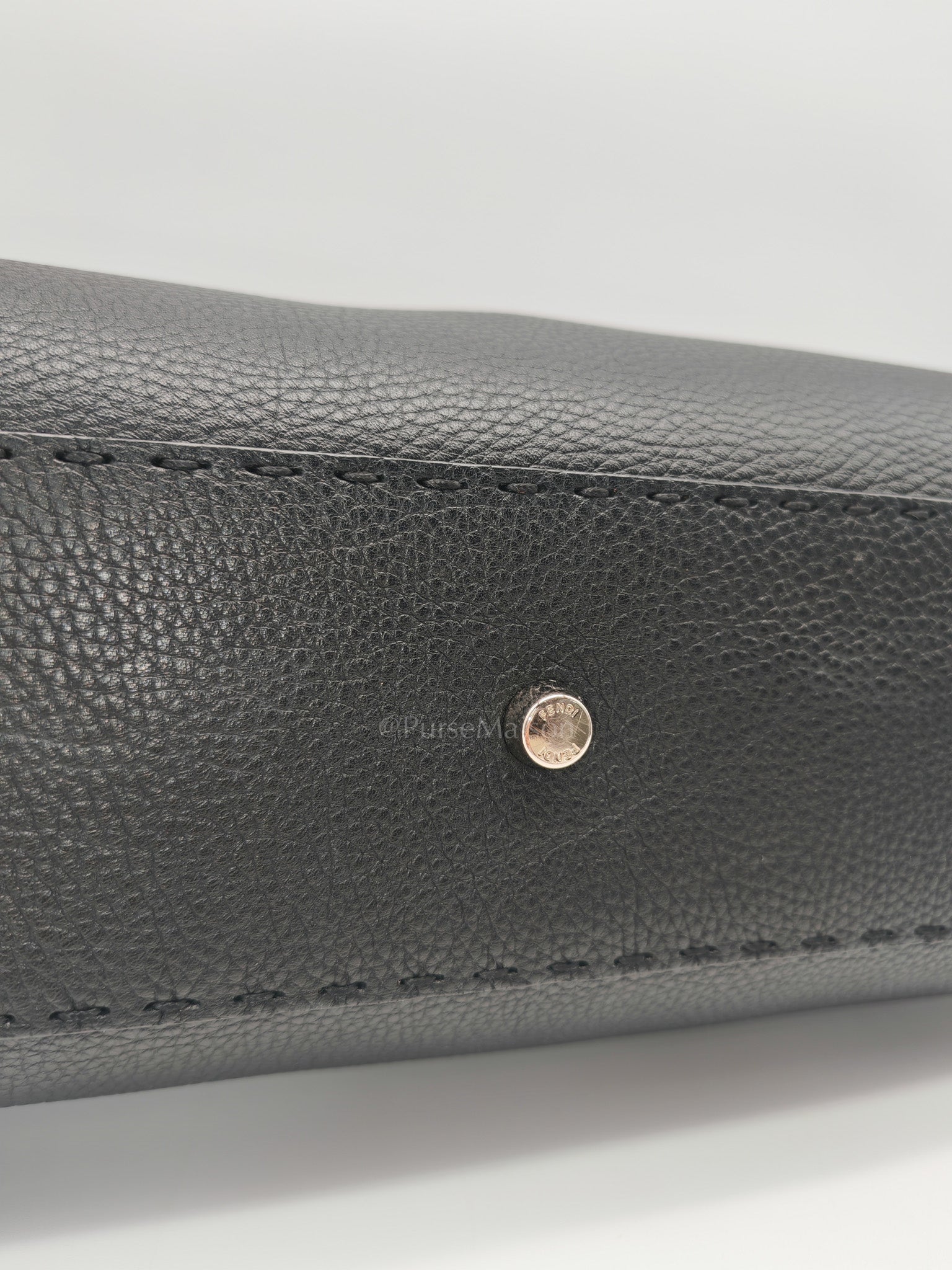 Fendi Peekaboo Medium in Black Grained Leather Silver Hardware