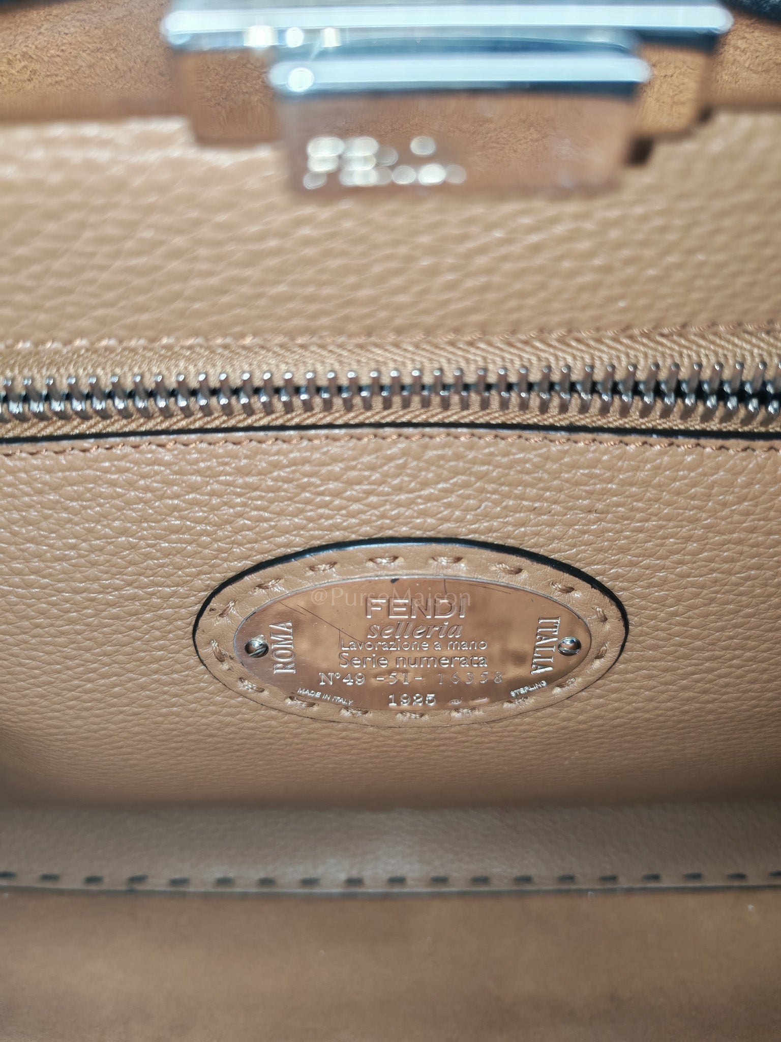 Fendi Peekaboo Medium in Black Grained Leather Silver Hardware