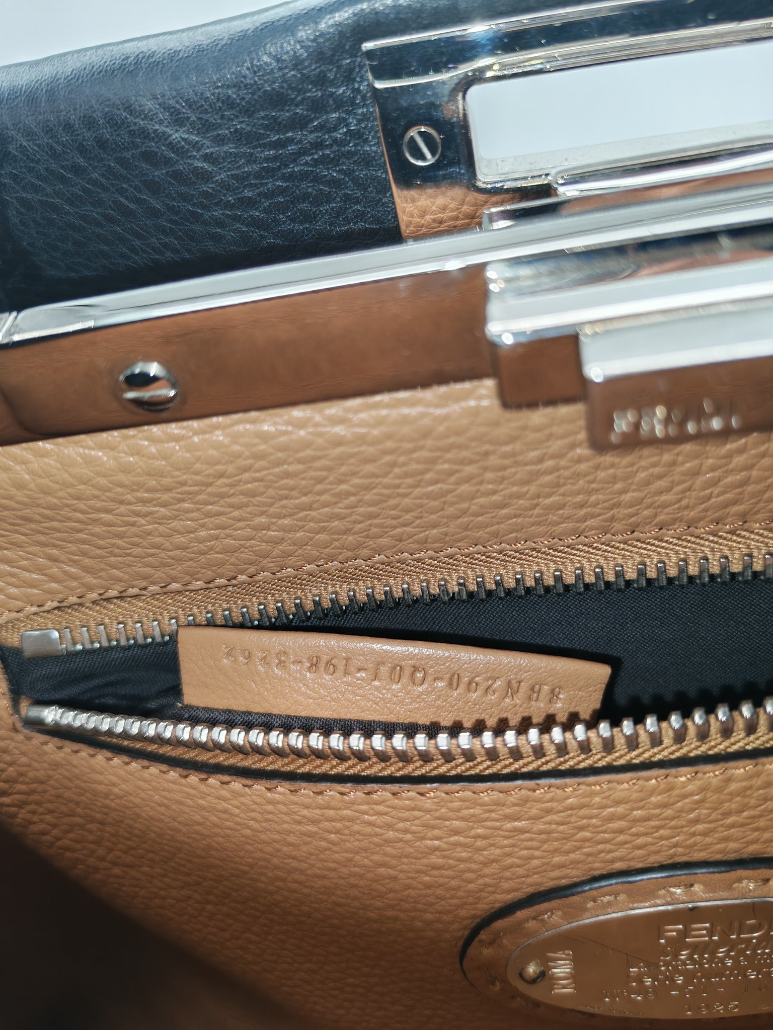 Fendi Peekaboo Medium in Black Grained Leather Silver Hardware