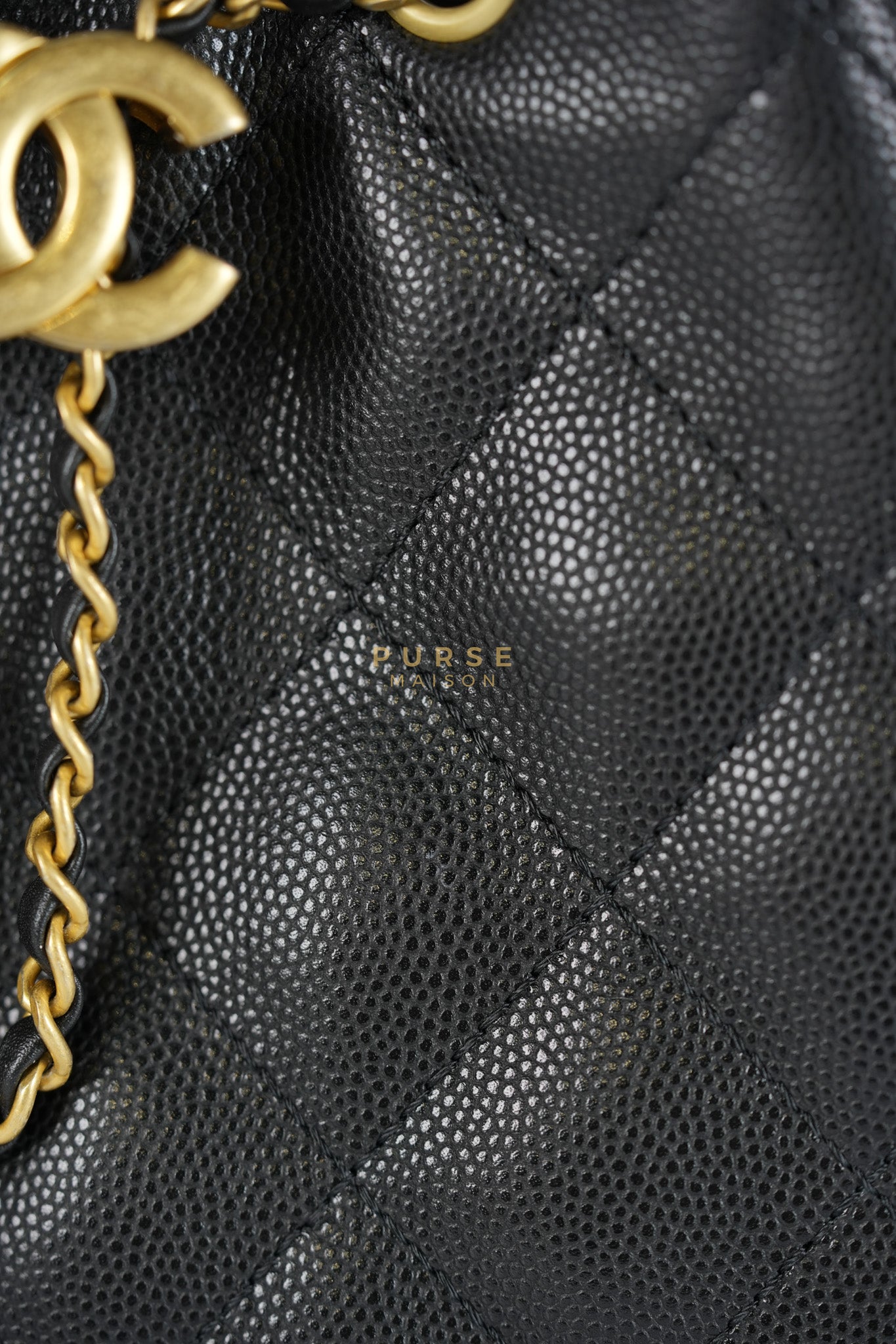 25 Small Hobo Tote Bag in Black Caviar Leather & Aged Gold Hardware (Microchip: E5****49)