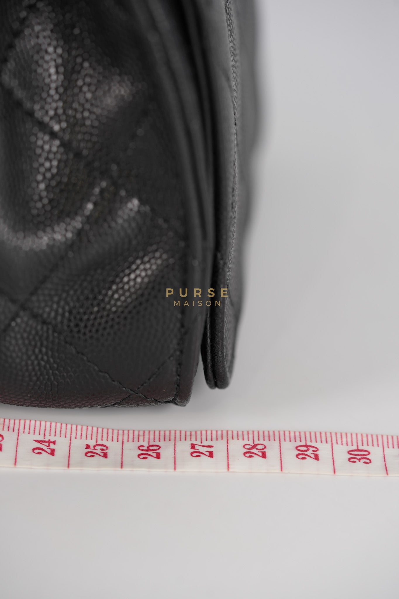 25 Small Hobo Tote Bag in Black Caviar Leather & Aged Gold Hardware (Microchip: E5****49)