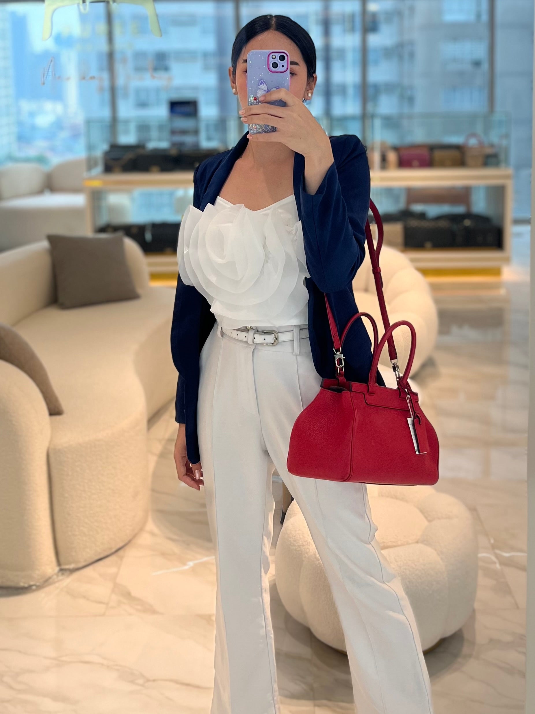 Pauline Bag Petit in Red Grained Taurillon Leather | Purse Maison Luxury Bags Shop