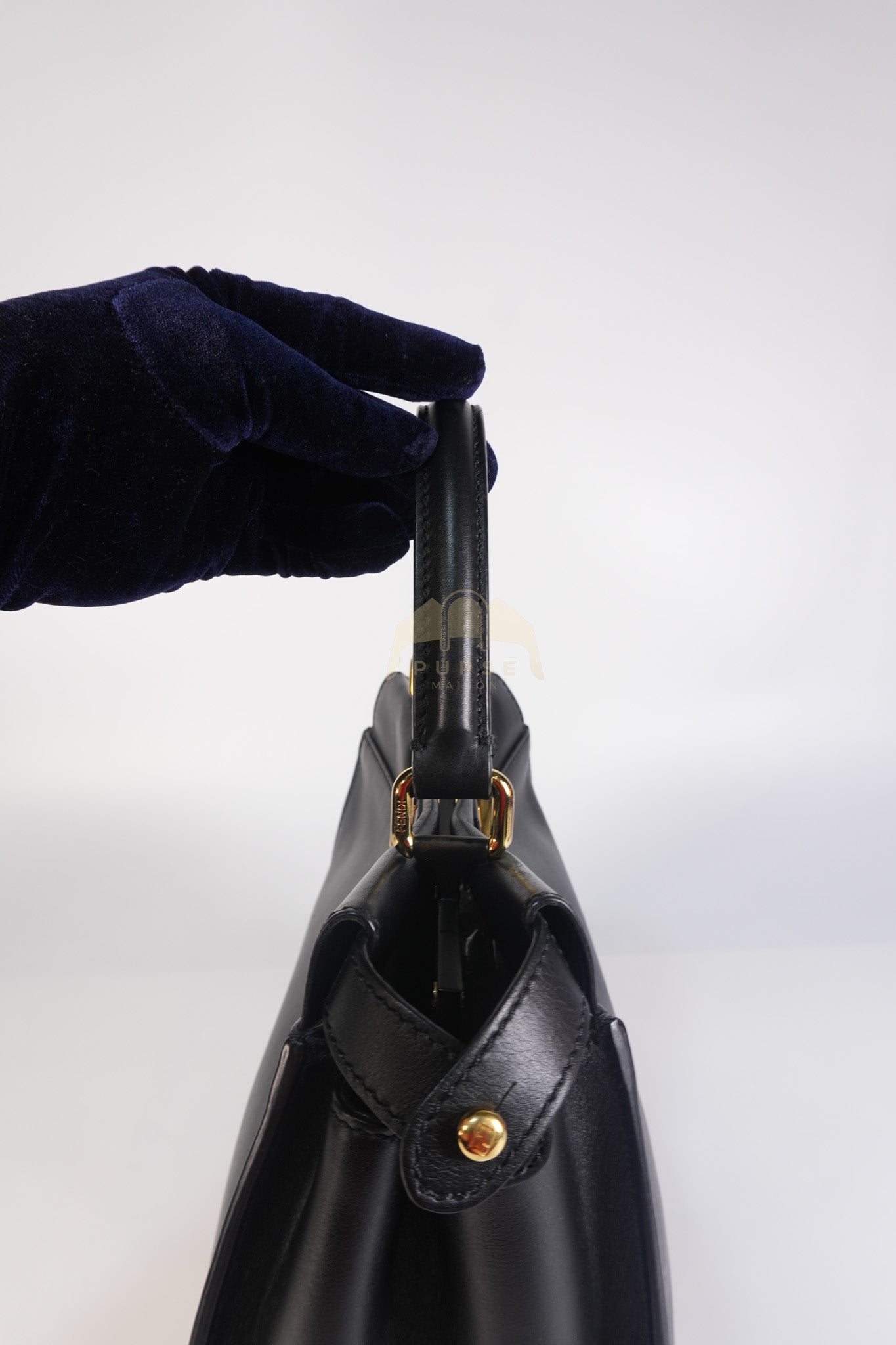 Peekaboo Hand Bag Medium in Black Shiny Calfskin Leather | Purse Maison Luxury Bags Shop