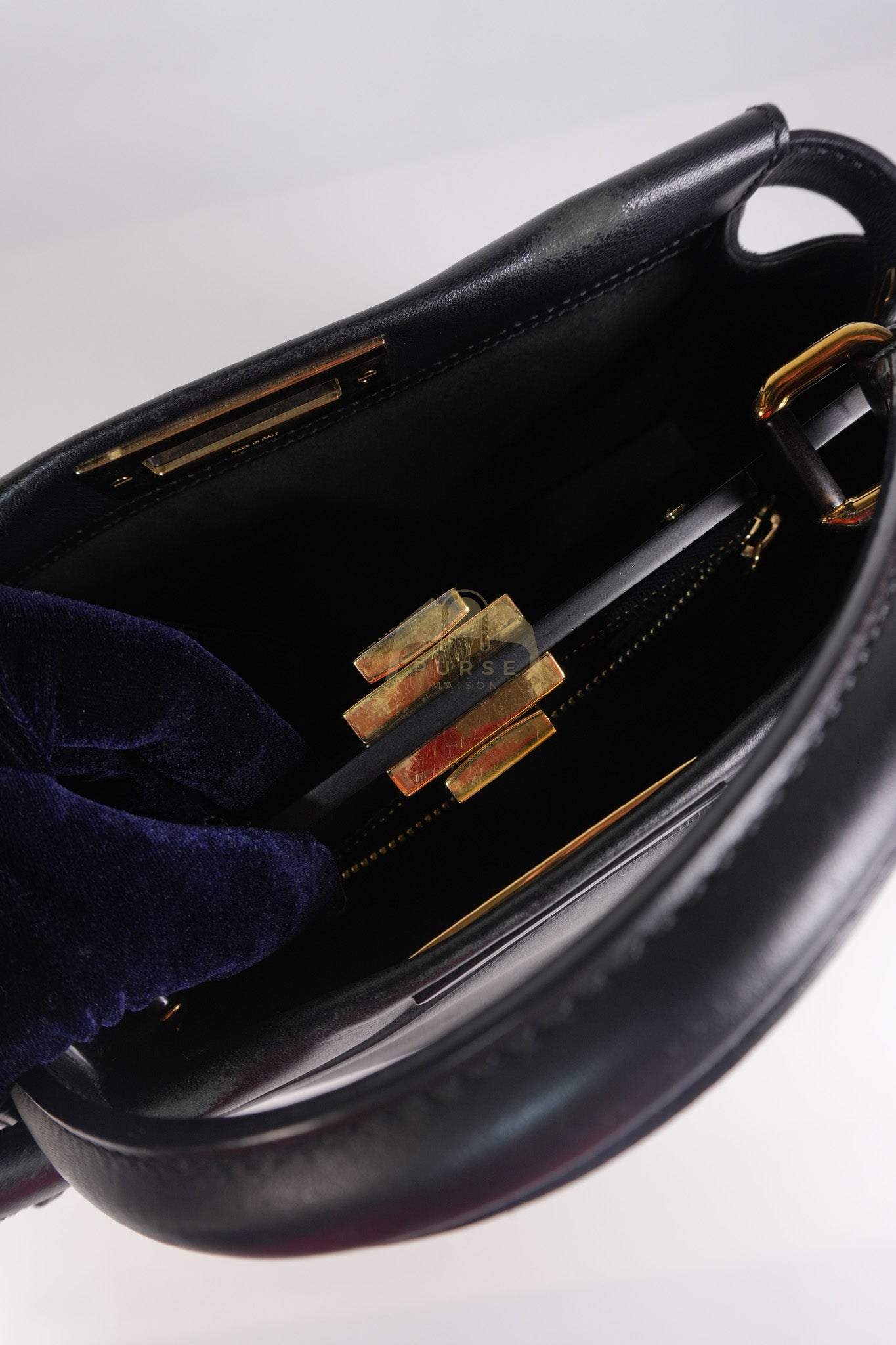 Peekaboo Hand Bag Medium in Black Shiny Calfskin Leather | Purse Maison Luxury Bags Shop