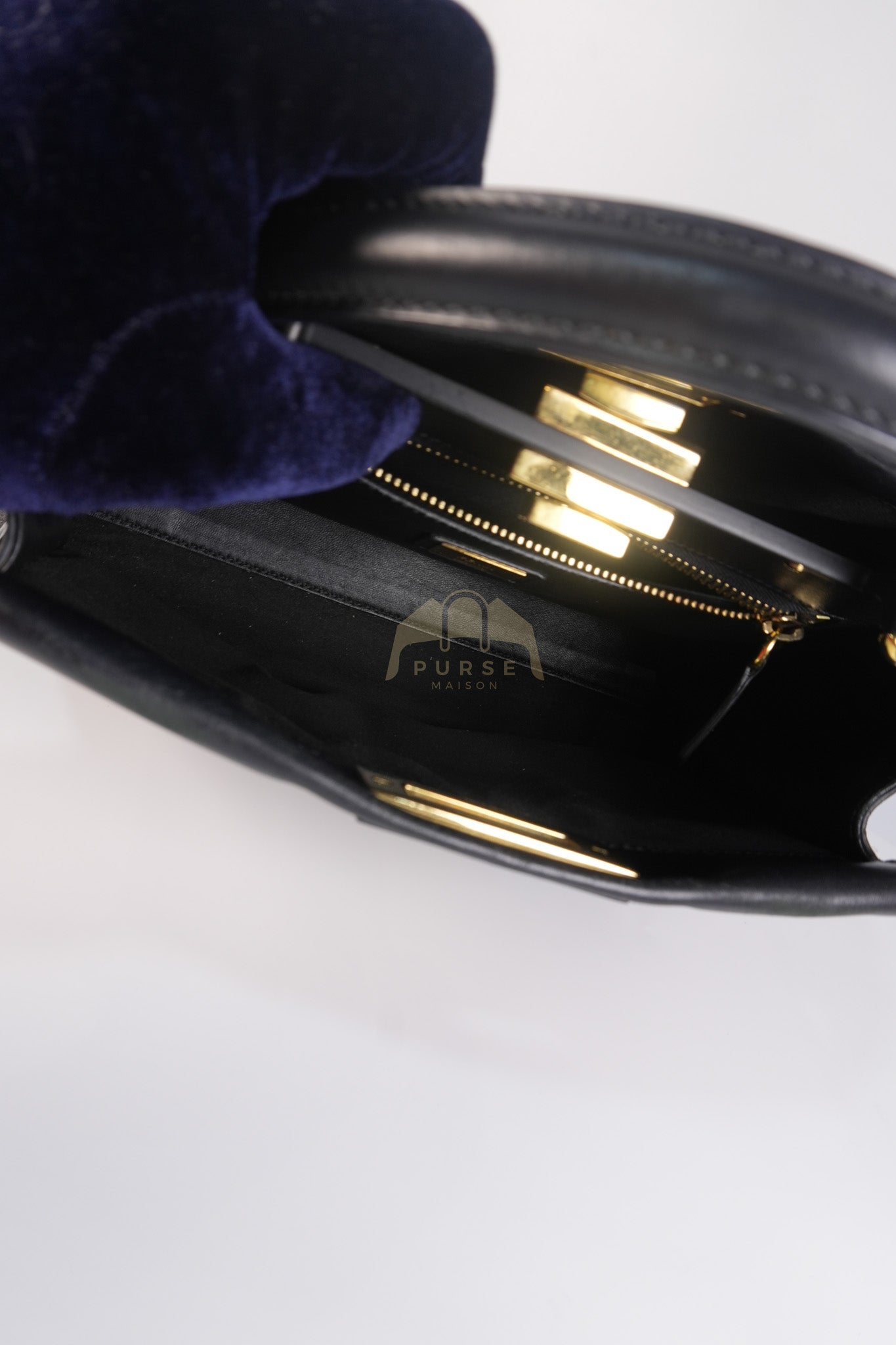 Peekaboo Hand Bag Medium in Black Shiny Calfskin Leather | Purse Maison Luxury Bags Shop