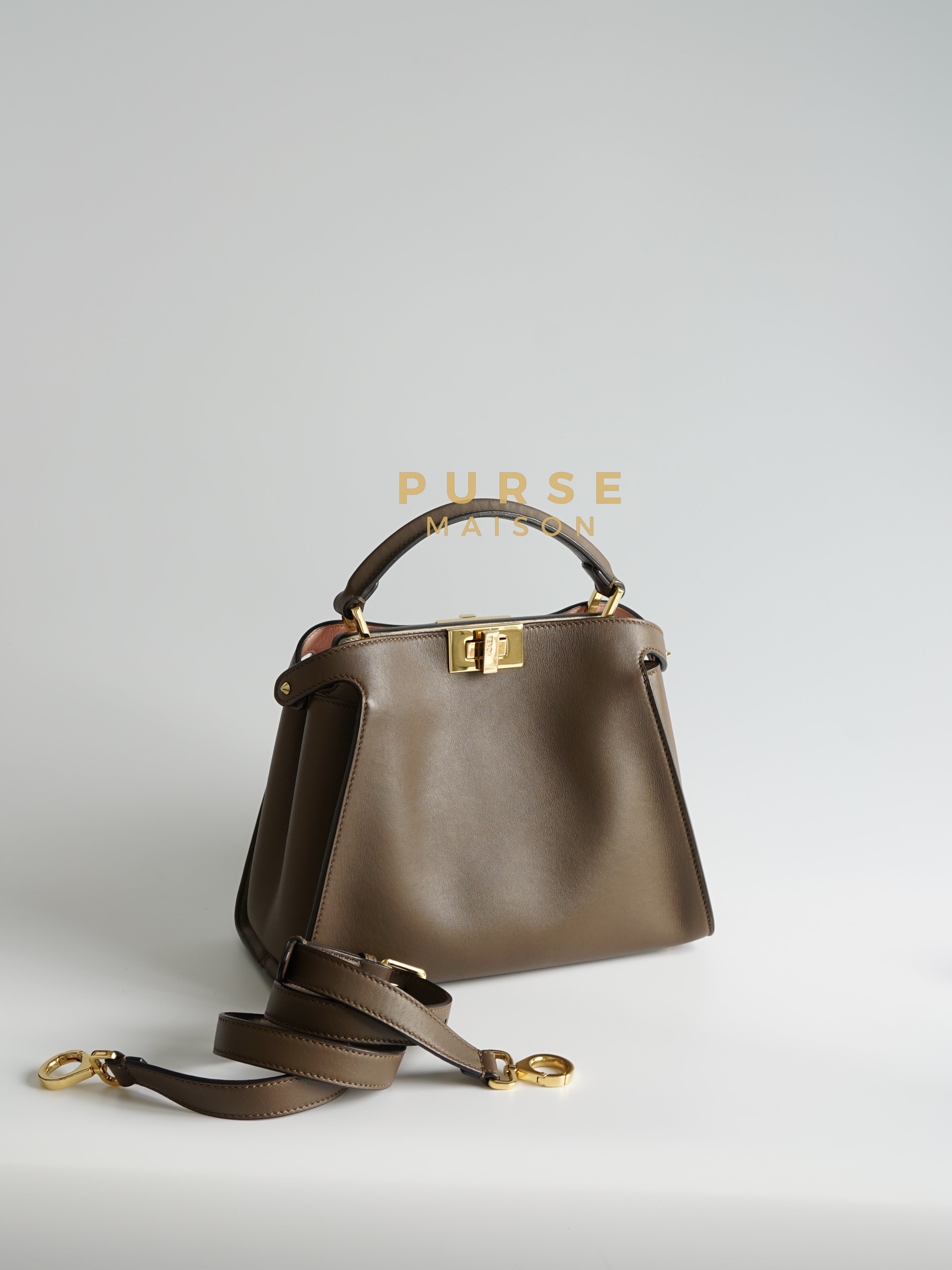 Peekaboo Iconic Medium Vitello Essentially Dark Brown Satchel Bag | Purse Maison Luxury Bags Shop